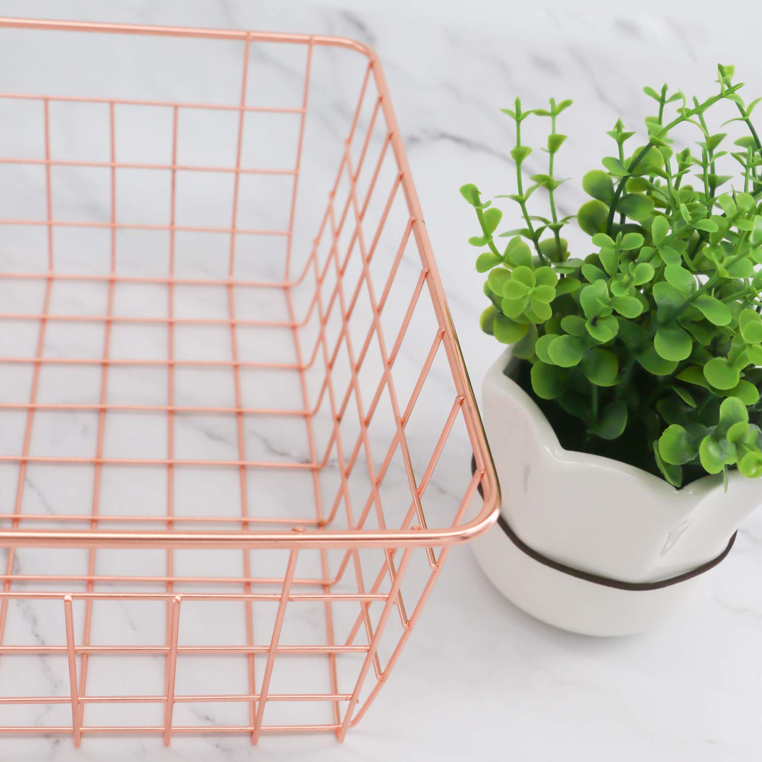 Metal Wire Storage Basket With Handles For Kitchen Food Pantry Papers Home Office Desk Basket Bathroom Laundry Room Basket Bedro