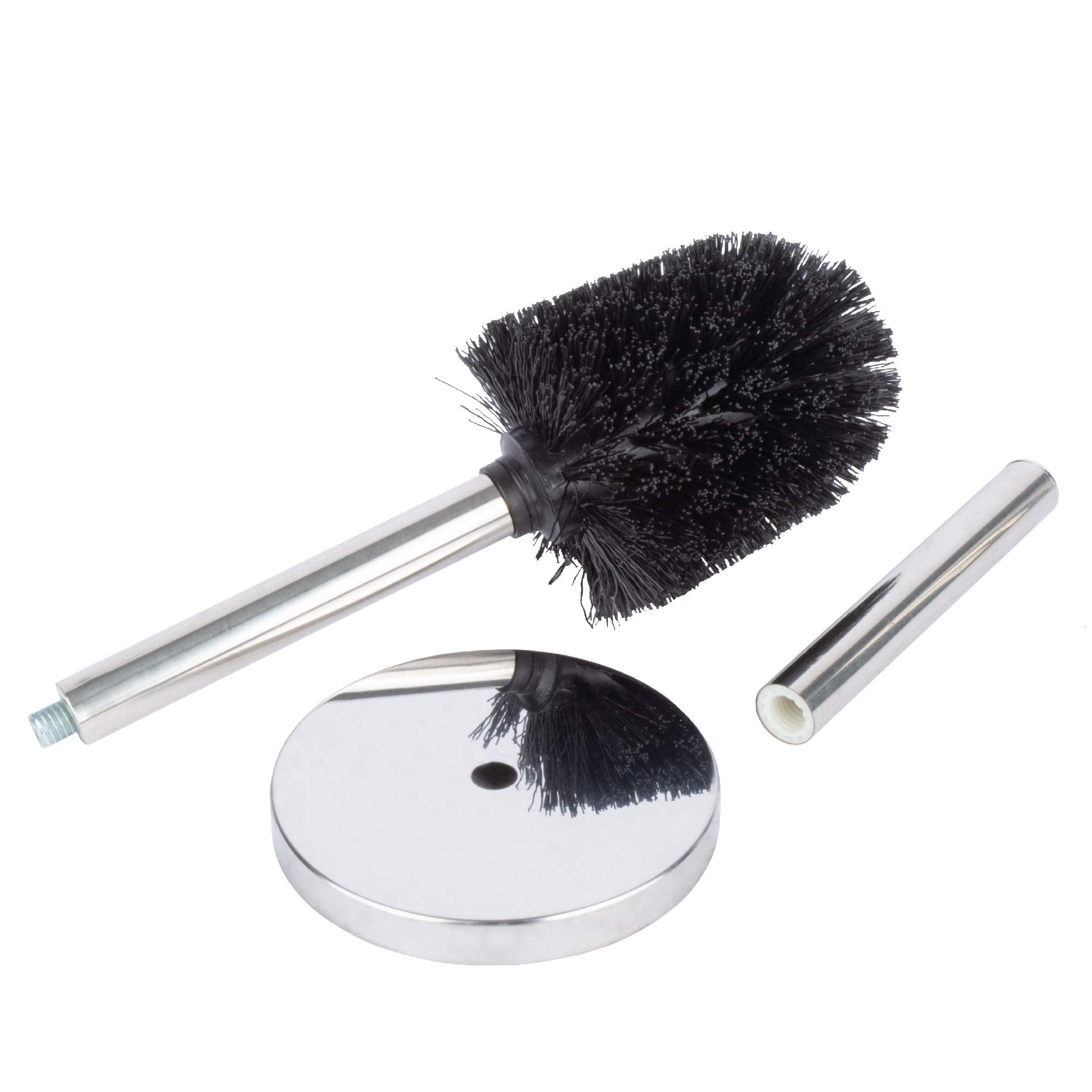 JS Jackson Supplies Sleek Toilet Brush and Holder with Metal Handle - Chrome