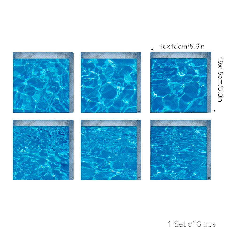 Chezmax 3D Stereoscopic Waves Diy Anti Slip Safety Shower Bath Tub Decal Stickers Bathtub Appliques 6 Pcs 5.9'' X 5.9''