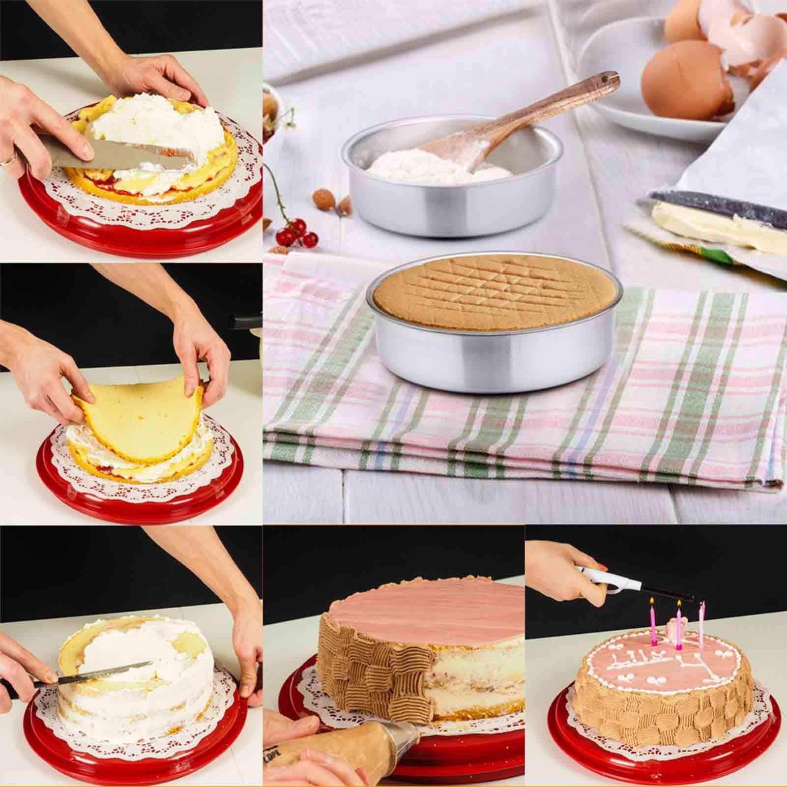 Teamfar 6 Inch Cake Pan, 2 Pcs Round Tier Cake Pan Set Stainless Steel For Baking Steaming Serving, Fit In Oven Pot Air Fryer, H