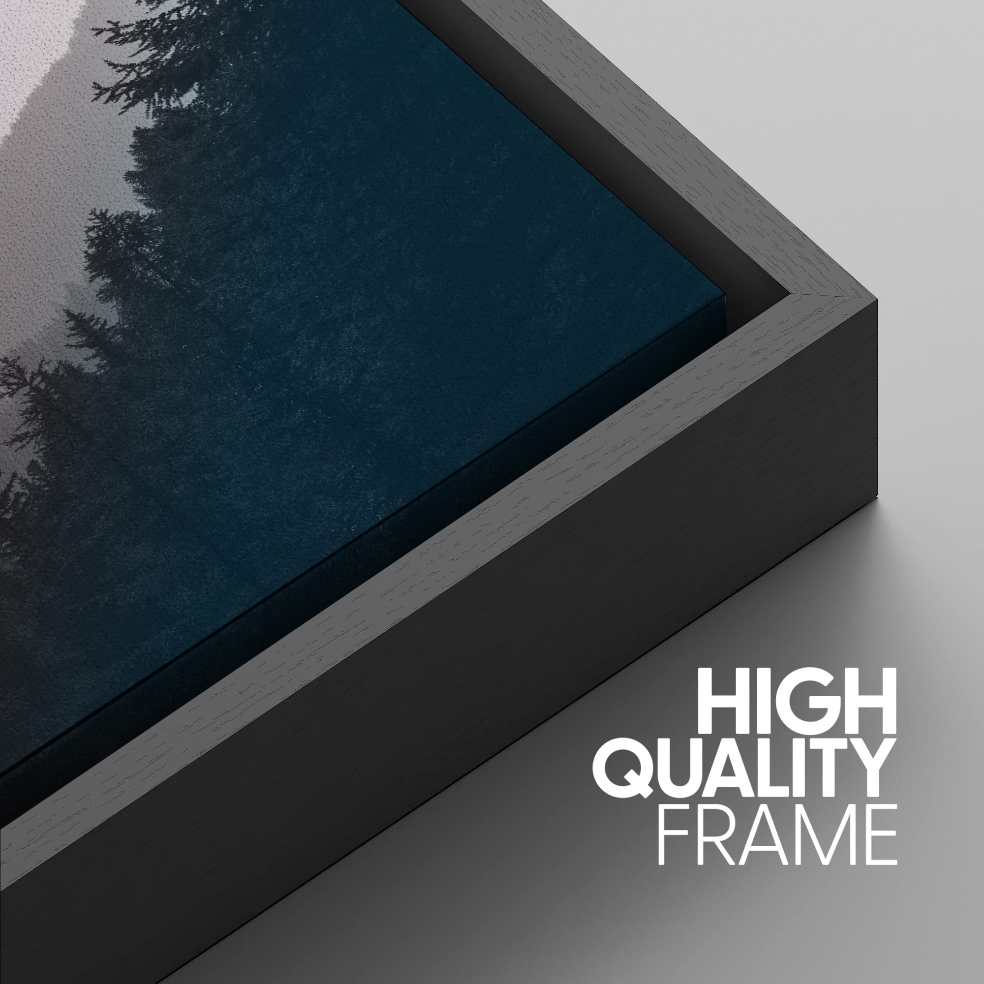 Signwin Framed Canvas Print Wall Art Set Duotone Neon Pink Teal Mountain Forest Nature Wilderness Photography Modern Art Rustic