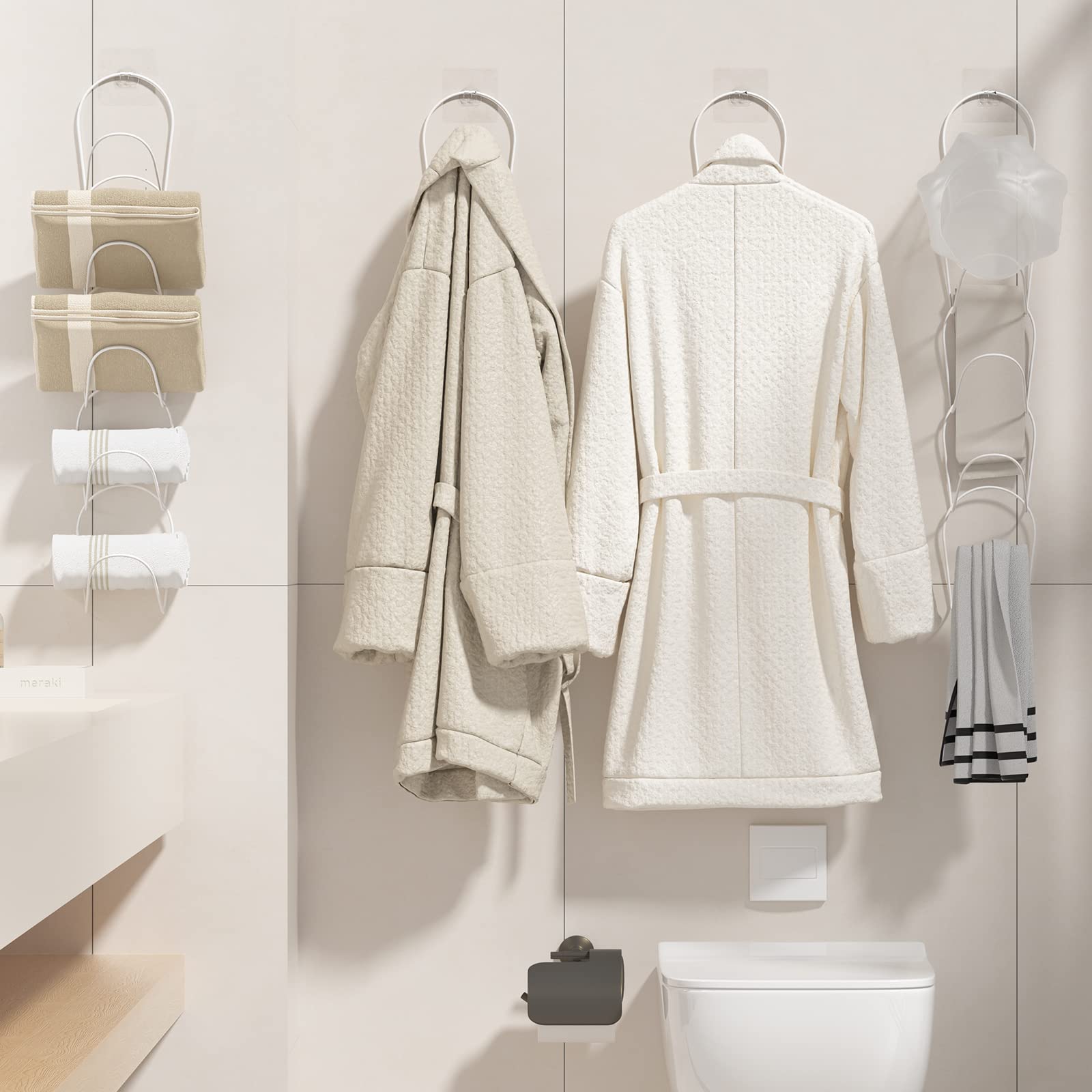LINFIDITE 10 Pack Hat Rack Hanger Holder Organizer Closet Hanging Baseball Cap Display Storage Rack for Scarves Handbags Towels Clothes Ties Over Door Wall Mounted w Hanging Hook White