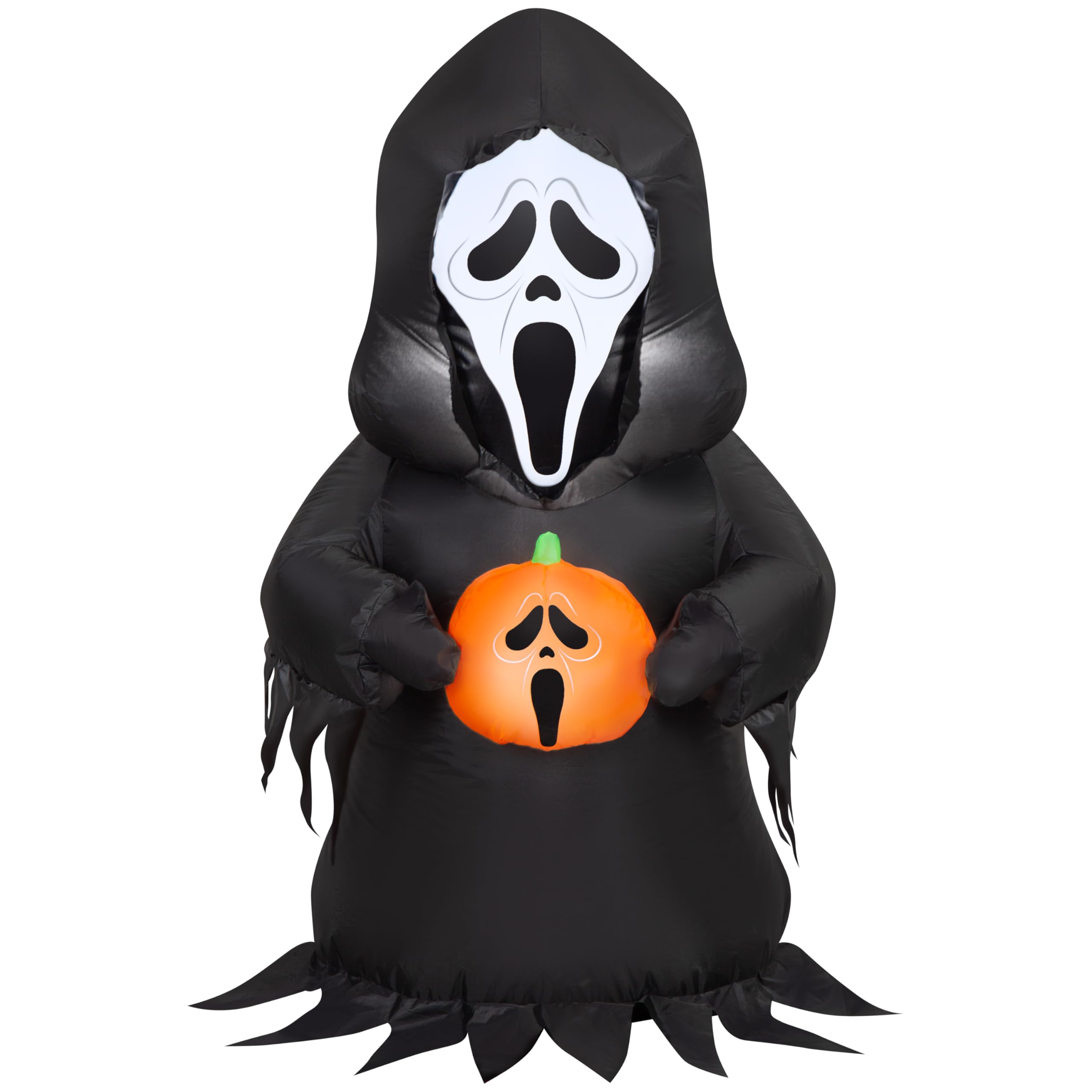 Gemmy Airblown Inflatable Ghostface w/JOL Fun World, 3.5 ft Tall, Multicolored