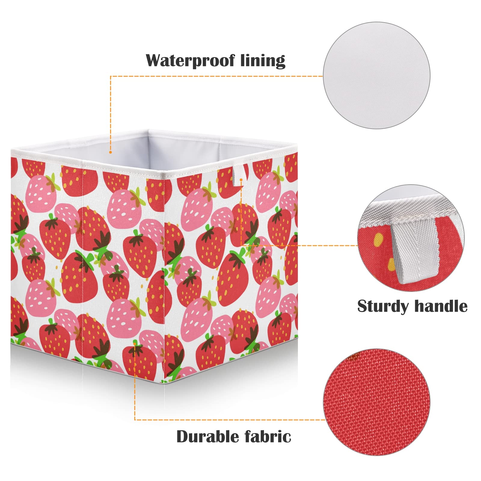 Blueangle Beautiful Strawberry Cube Storage Bin, 11 X 11 X 11 In, Large Collapsible Organizer Storage Basket For Home D  Cor