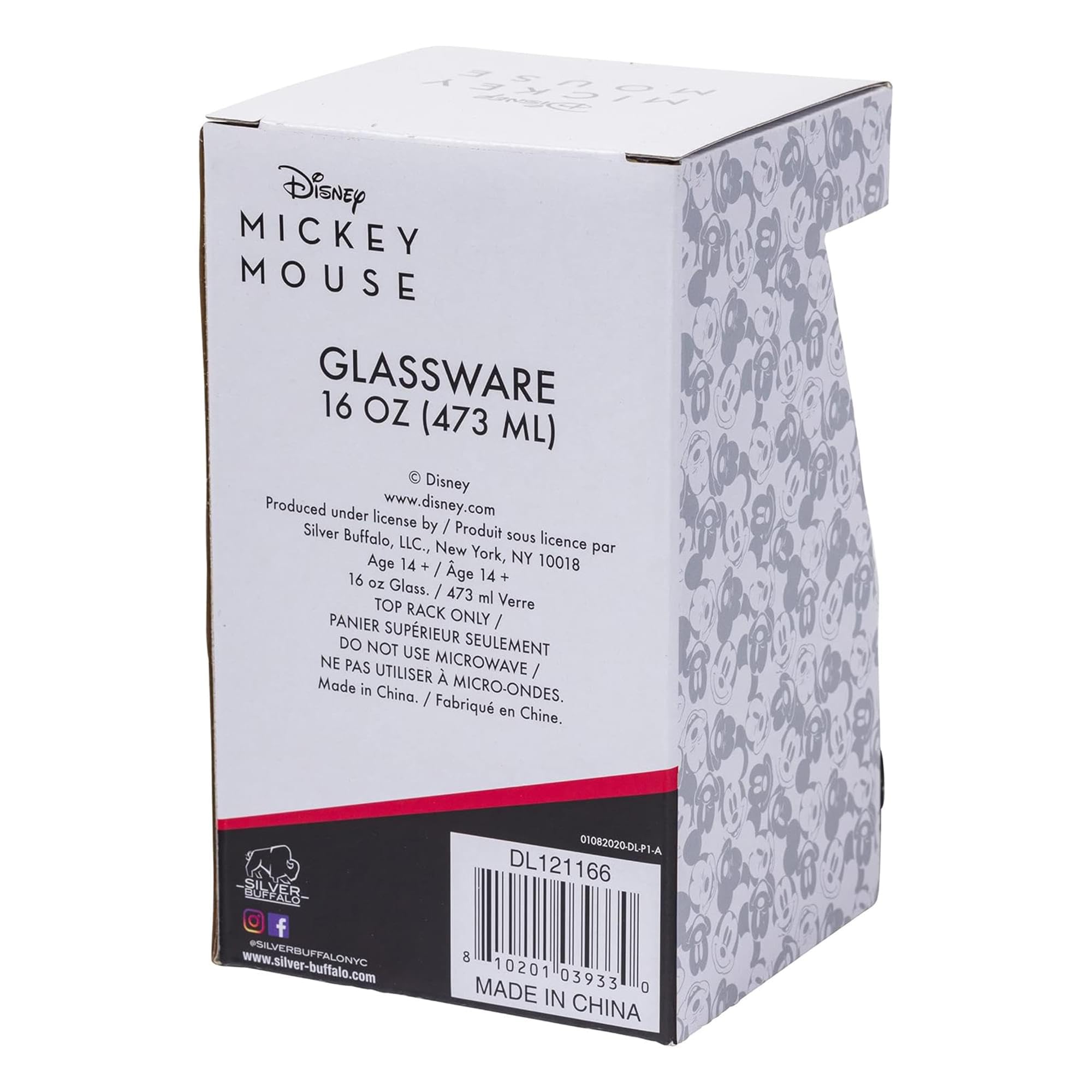 Silver Buffalo Disney Classic Mickey and Minnie Mouse Kiss Dots Pint Glass  16 Ounces