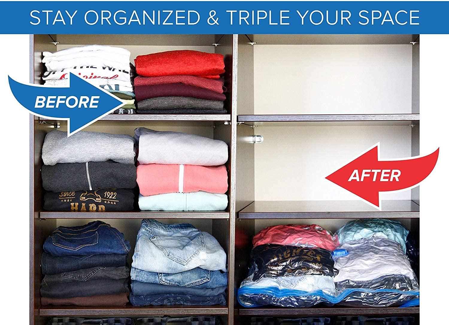 6 Pack Combo Premium Super Jumbo Vacuum Storage Space Saver Bags X3 (130X100Cm) With Extra Large Vacuum Storage Space Saver Bags