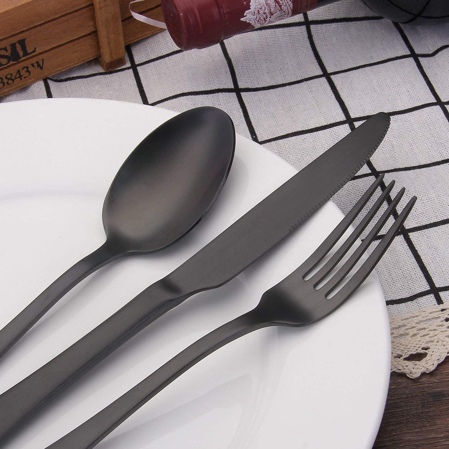 Matte Black Silverware Set,Sharecook Satin Finish 30-Piece Stainless Steel Flatware Set,Kitchen Utensil Set Service For 6Tablewa