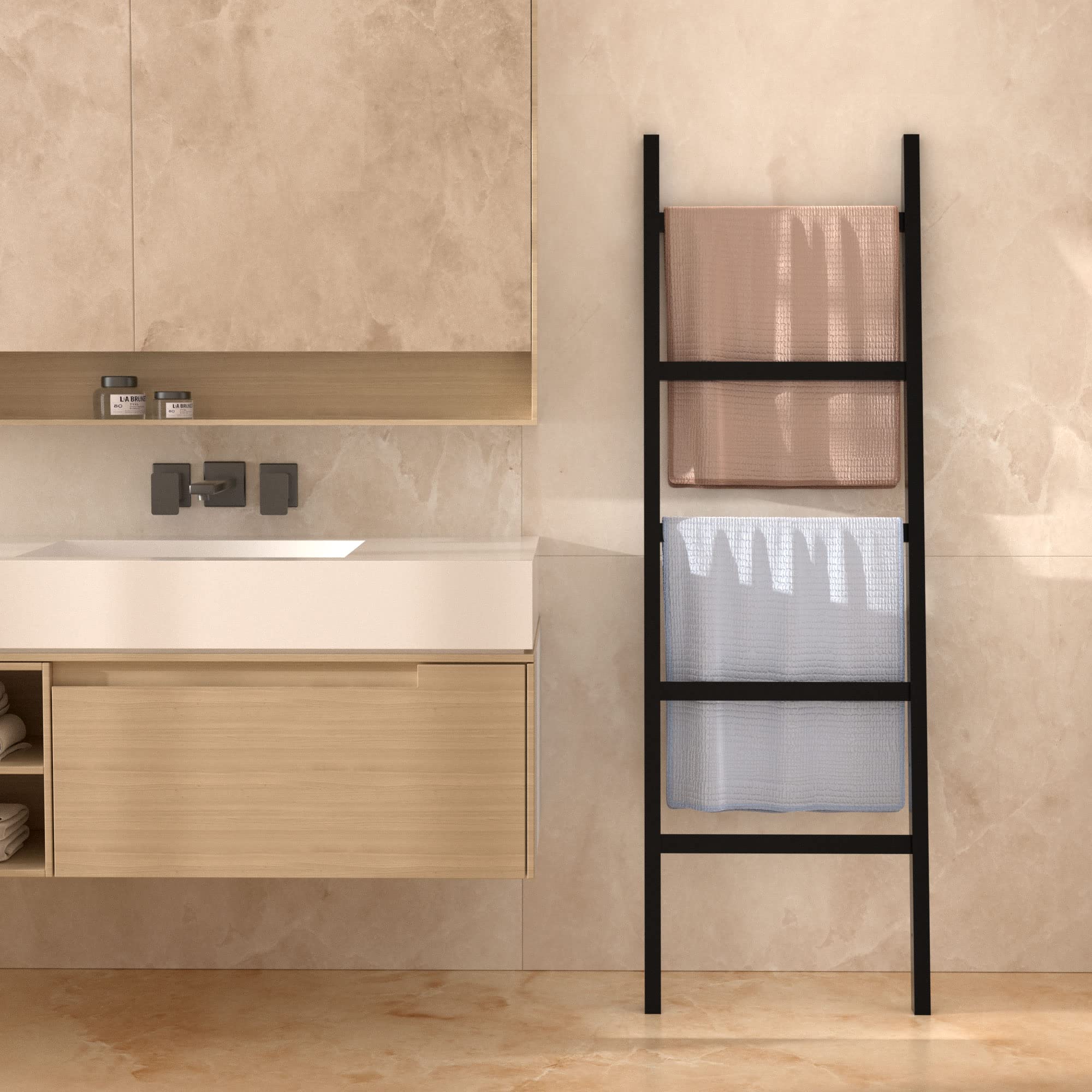 Poxaka Blanket Ladder, 5-Layer Towel Racks, Blanket Holder With Anti-Slip Construction Home Decor, Decorative Blanket, Quilt, To