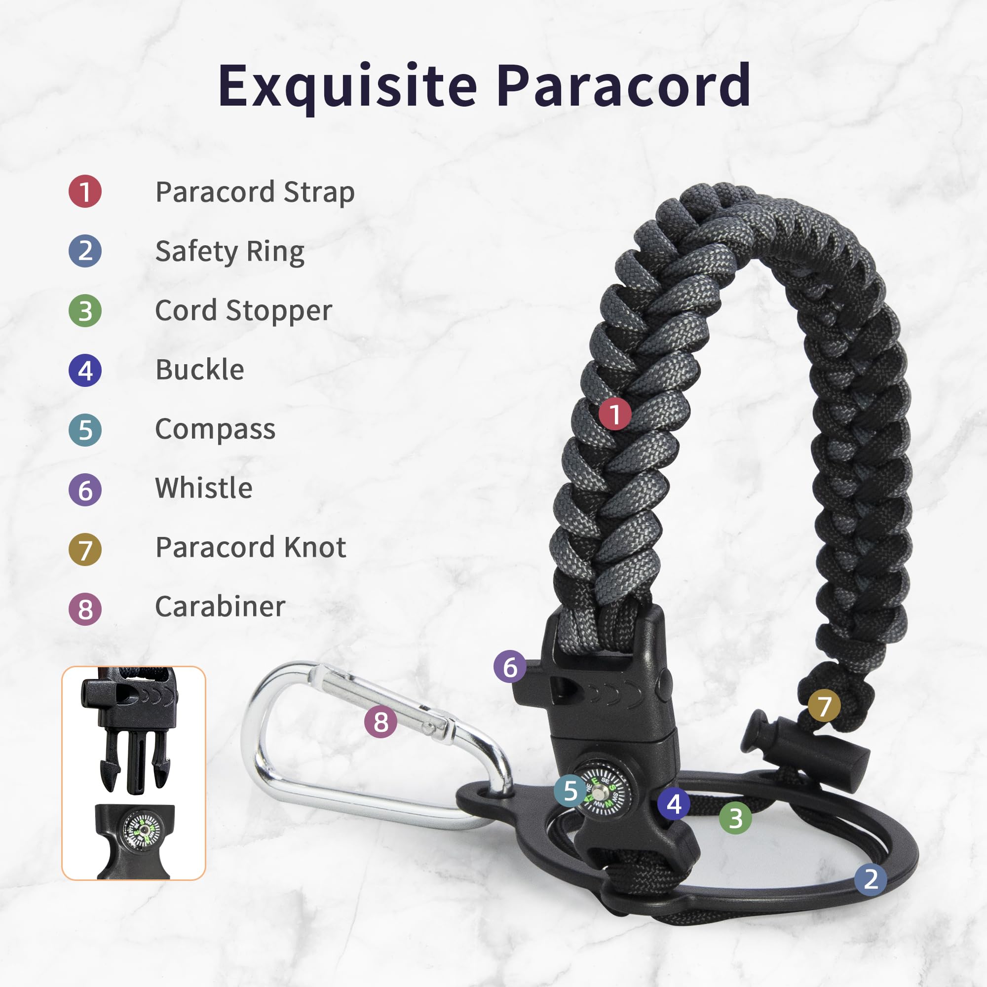 Trebo One Gallon Water Bottle Insulated With Paracord Handle,128Oz Stainless Steel Sports Large Jug Food-Grade Double Wall Vacuu