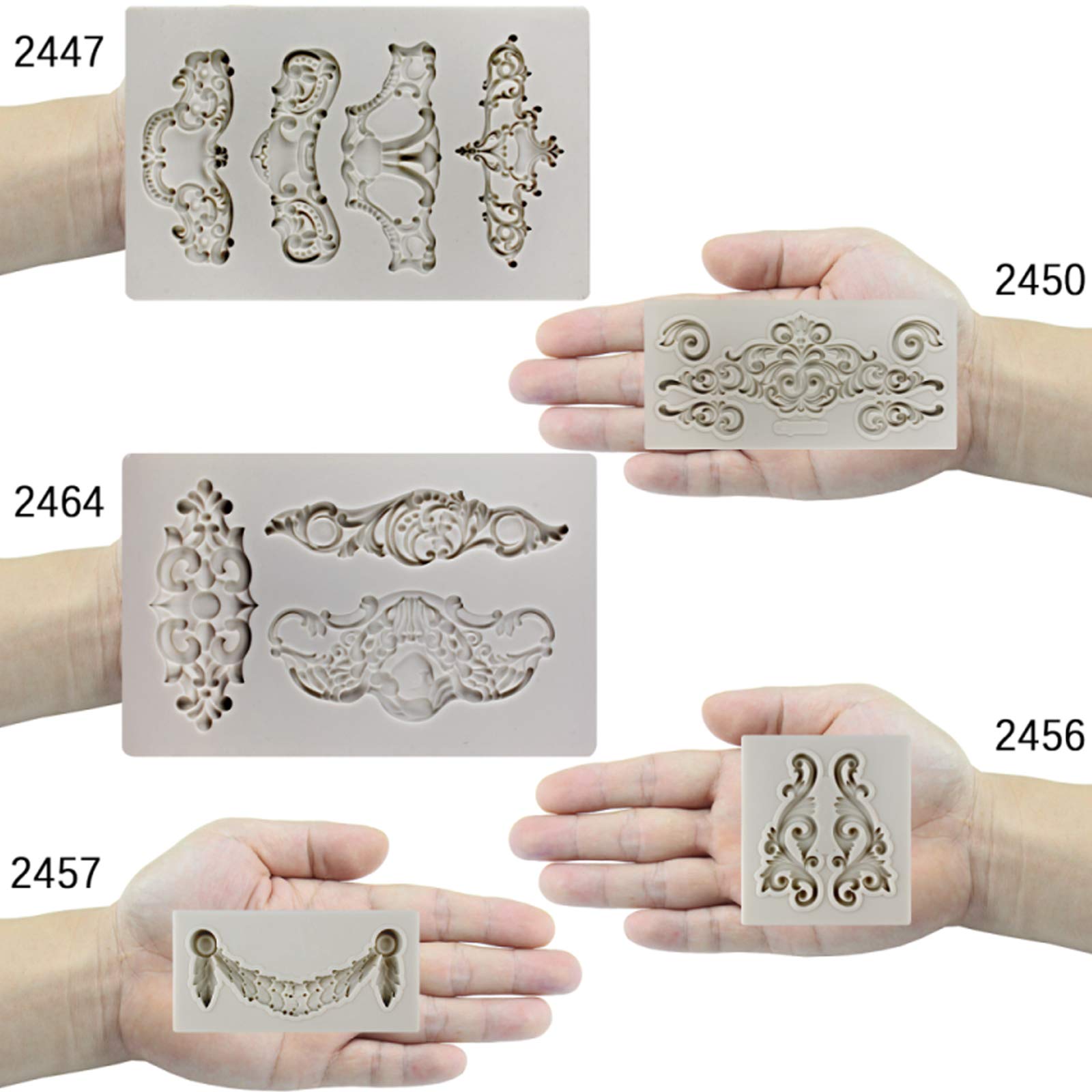 Crown Baroque Style Ornament Silicone Molds 5-Count Art Decor Filigree Scrollworks