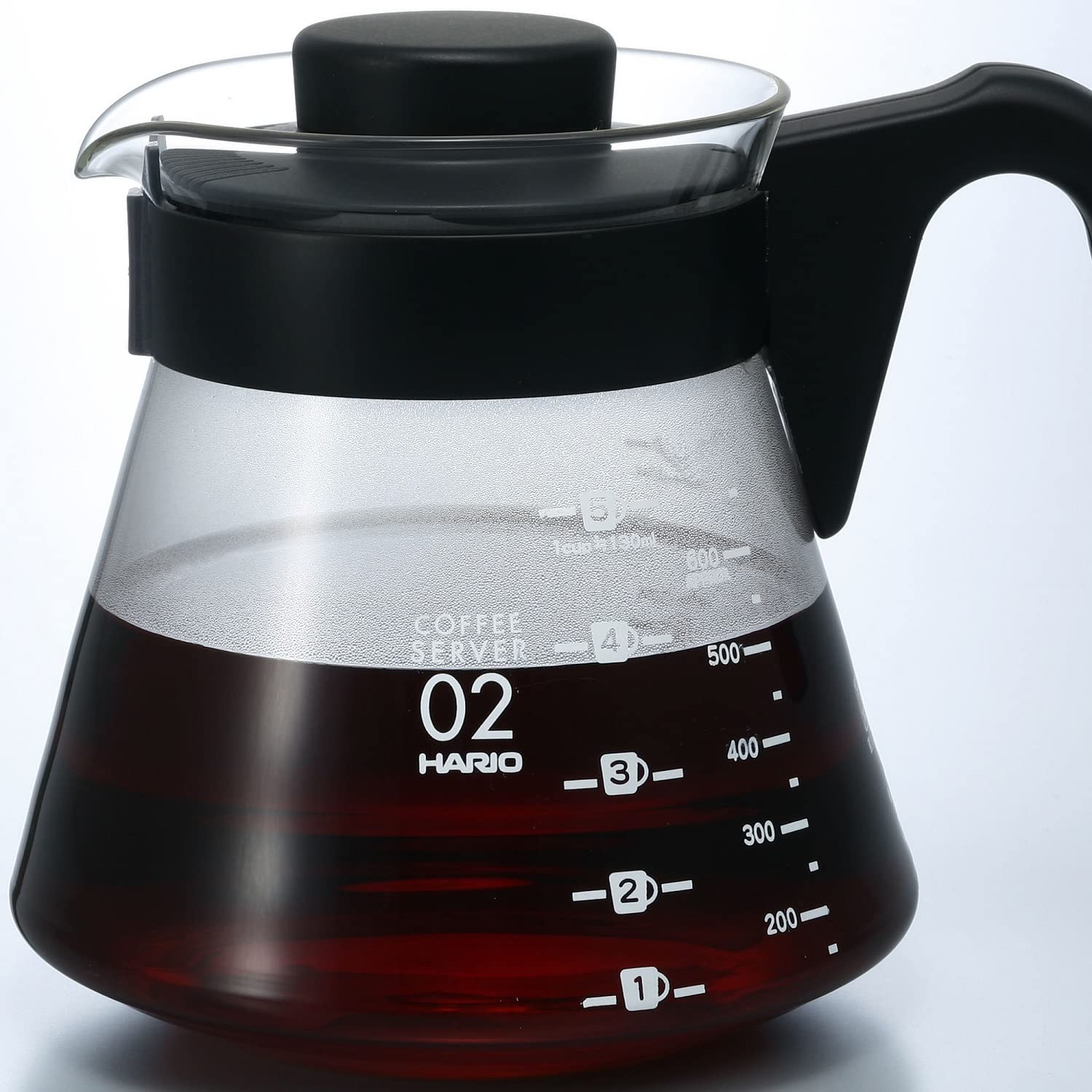 Hario V60 Glass Coffee Server Pour Over Carafe Microwave Safe 700Ml, Black