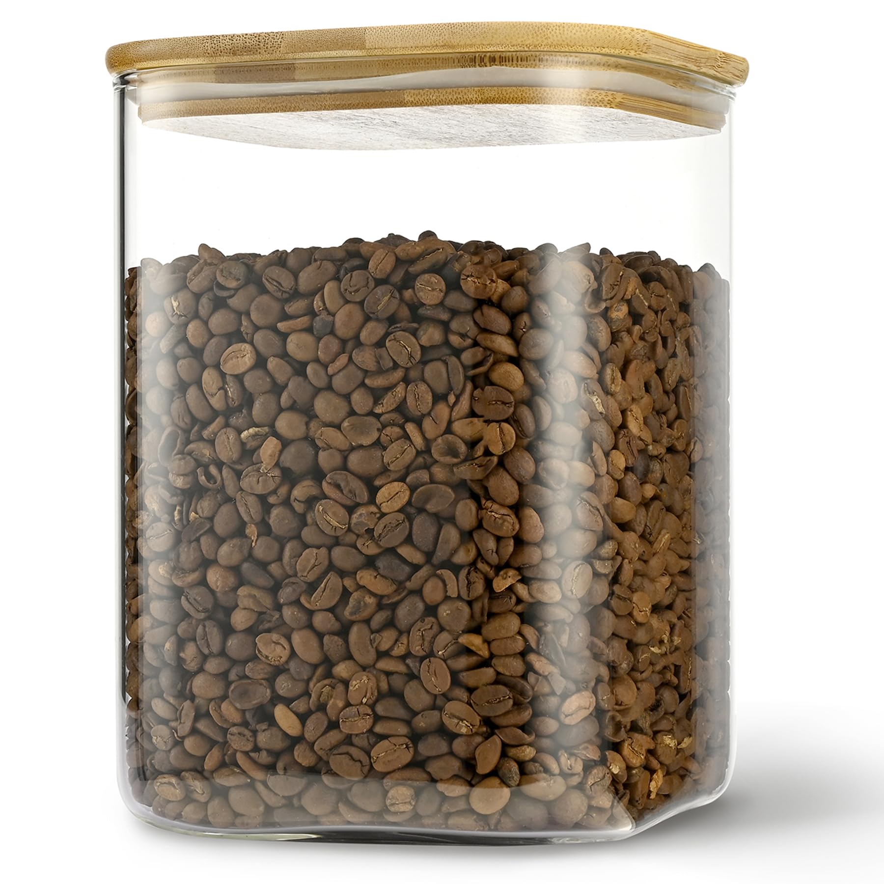 D2scrma 122oz Airtight Glass Square Storage Canister with Bamboo Lid Set of 1 (3600ml) Gallon Glass Jars Large Kitchen Canister 