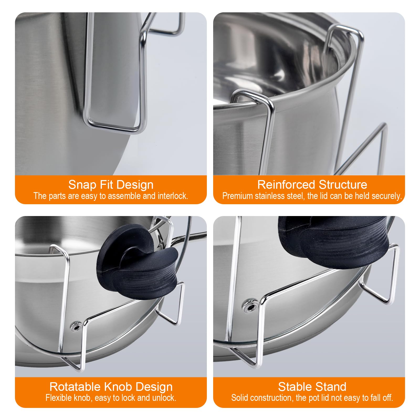 Yiephiot Crock Pot Lid Holder, Slow Cooker Lid Holder, Lid Pocket Slow Cooker Lid Holder, Stainless Steel Lid Holder, Make Sure