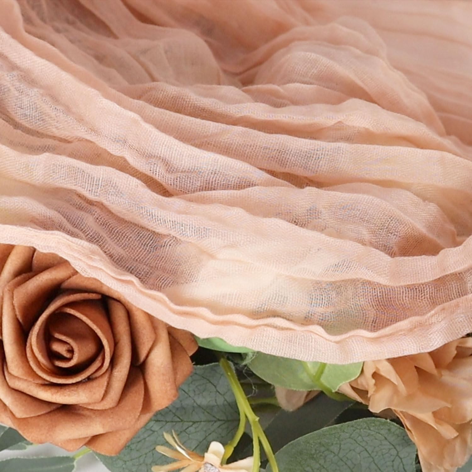 Fuhsy 6 Pack Cheesecloth Table Runners Peach Cheese Cloth Table Runner Bulk 13Ft Long Boho Gauze Runners For Tables Rustic Chees