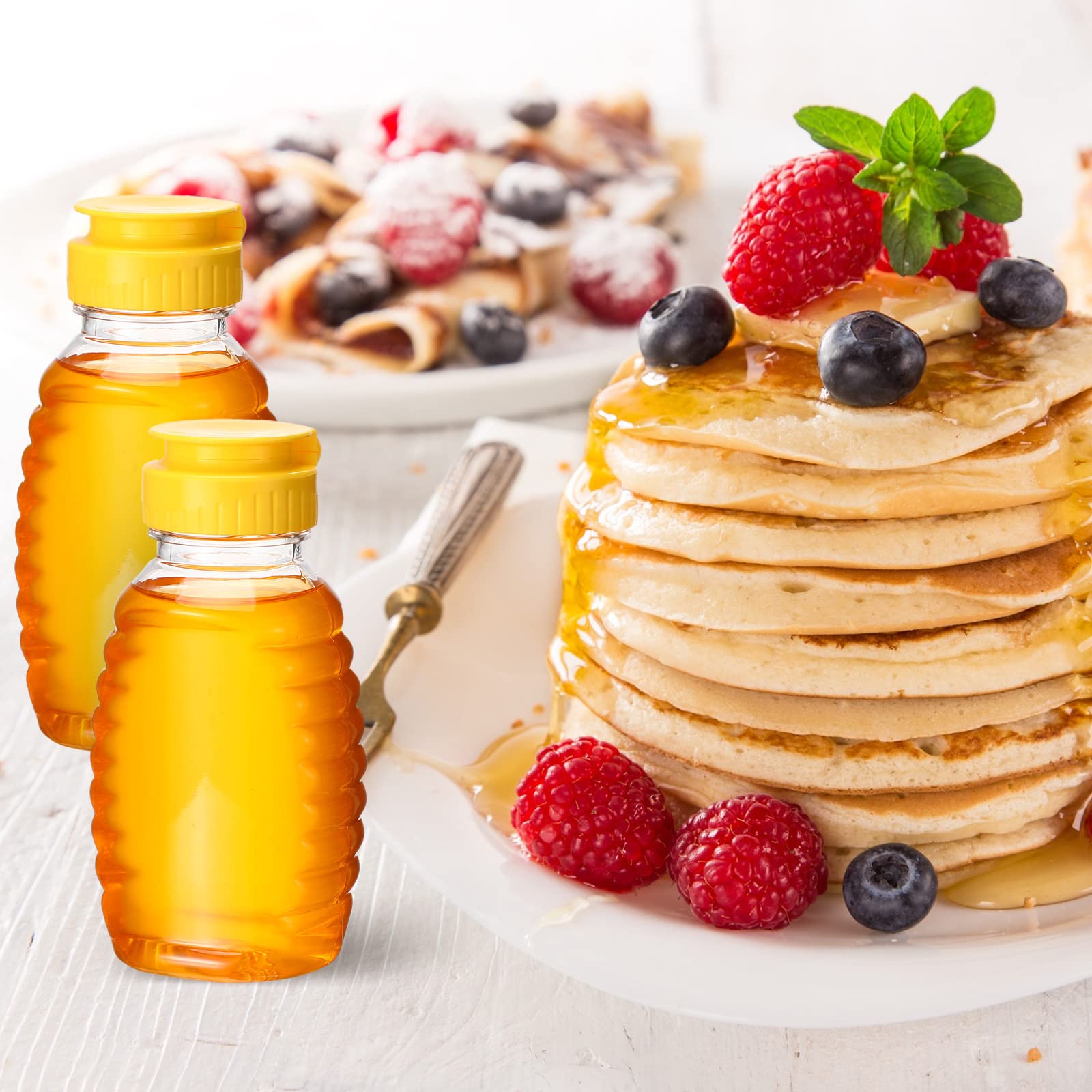Hoolerry 48 Pack 8 Oz Clear Plastic Honey Bottles Refillable Squeeze Honey Container Empty Honey Jars Honey Dispenser With Flip