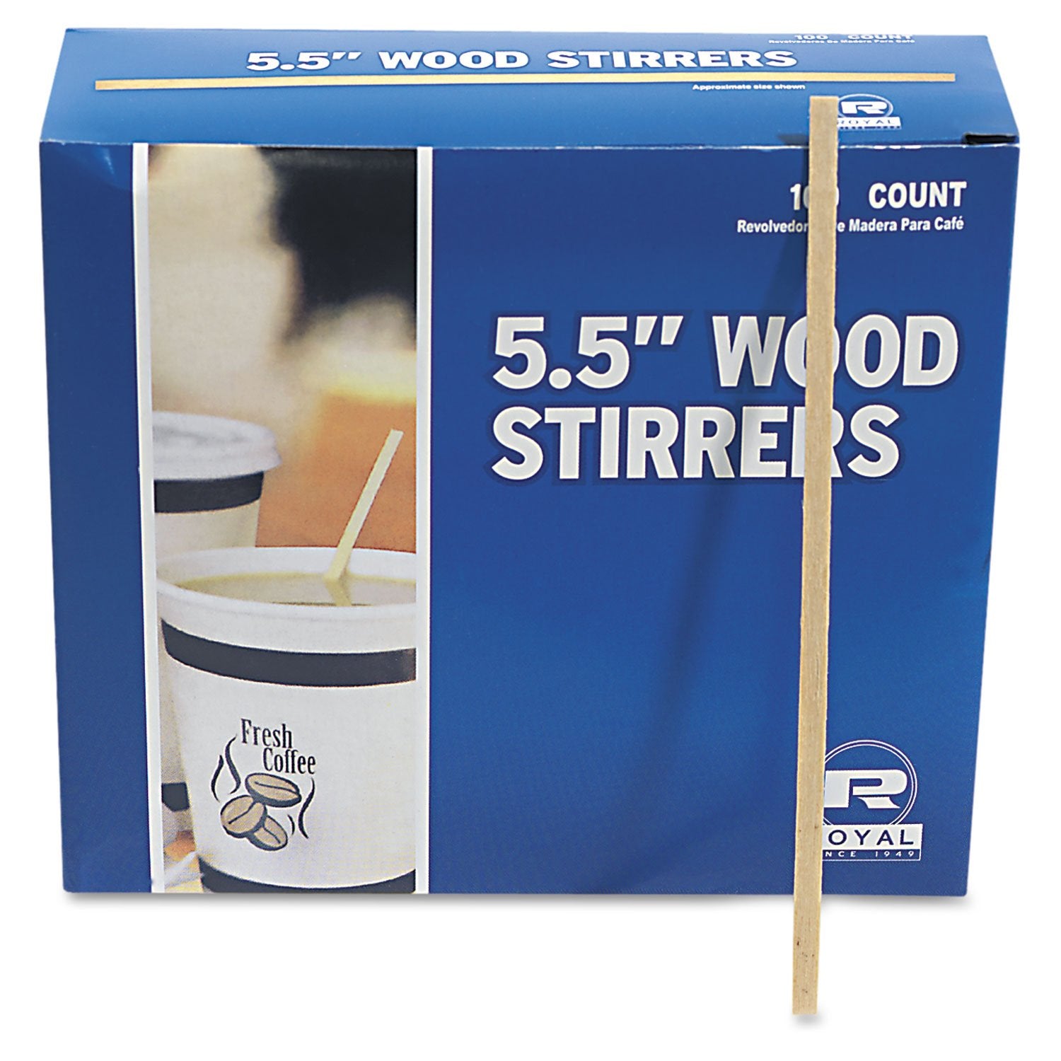 Royal R810Bx Wood Coffee Stirrers 5 1/2-Inch Long Woodgrain 1000 Stirrers/Box