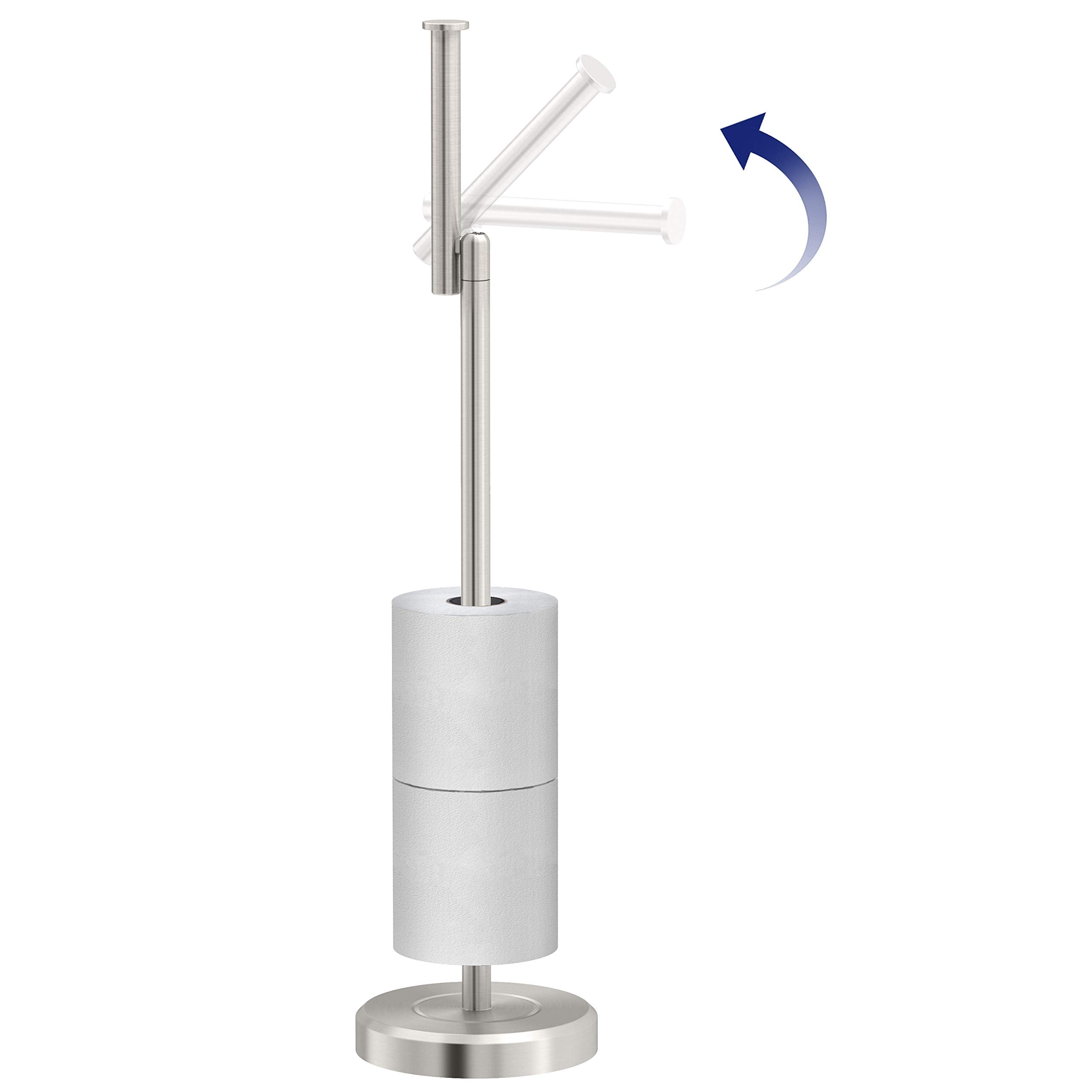 Gatco 1448Sn Latitude Ii Freestanding Toilet Paper Holder With Storage, Satin Nickel/Stand Alone 22.25'' H Toilet Tissue Stand W