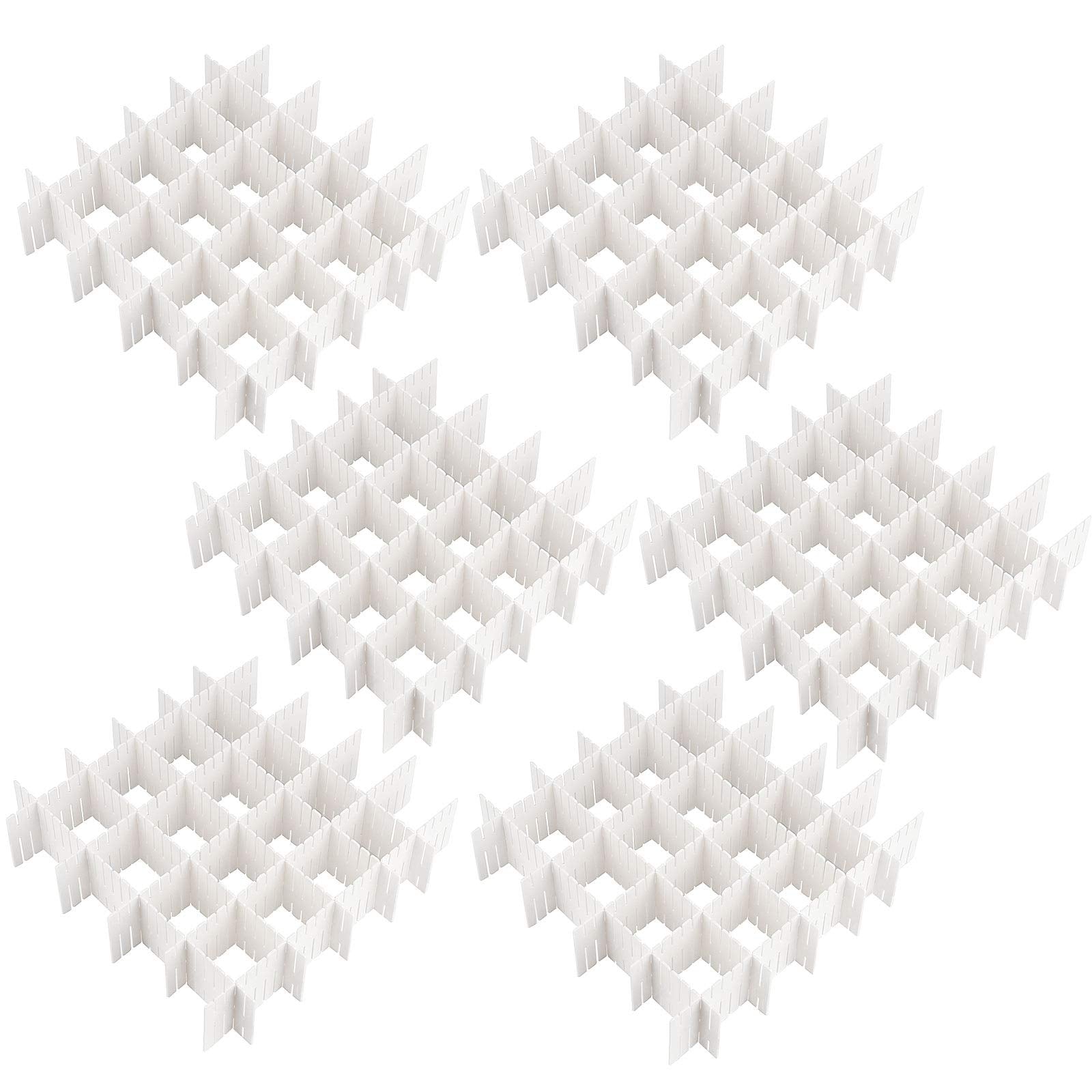 ZOENHOU 60 PCS 12.6 x 2.76 Inch White Drawer Dividers, Adjustable Premium Plastic Drawer Divider Organizers for Makeup Drawers D