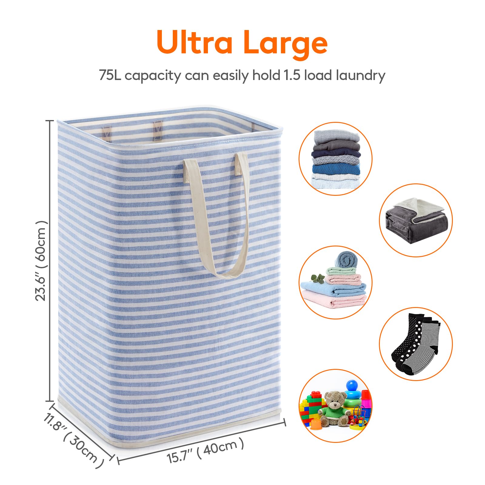 Lifewit 2 Pack Laundry Hamper Large Collapsible Laundry Baskets, Freestanding Waterproof Clothes Hamper With Easy Carry Handles