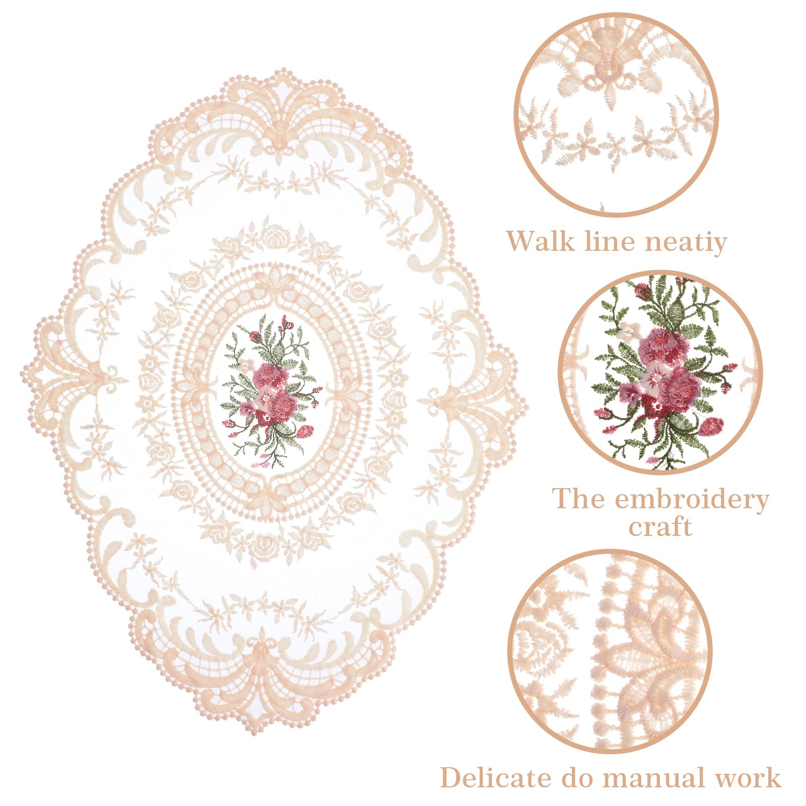Sibba Retro Lace Placemats 2Pcs Crochet Lace Tablecloth Handmade Doilies Table Round Overlay Cottons Place Mats Christmas Desser