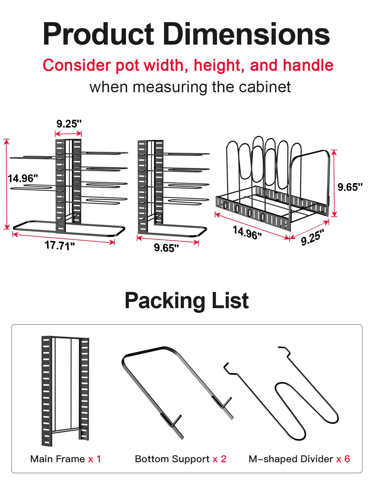Mudeela Pots And Pans Organizer : Rack Under Cabinet, 8-Tier Kitchen Cabinet Organizers And Storage, Light-Duty Adjustable Pot R
