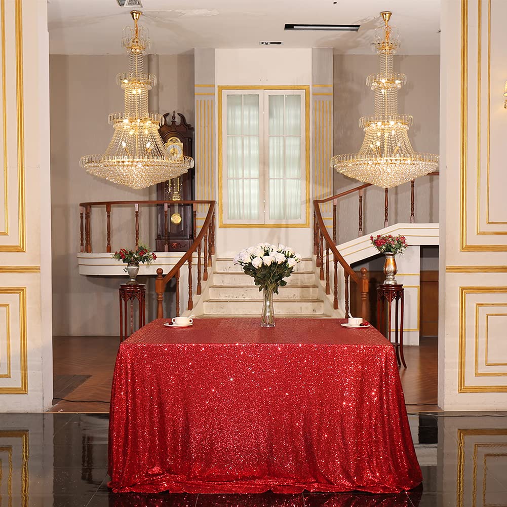 Eternal Beauty Red Square Sequin Tablecloth Sequin Overlay Tablecloth For Wedding Christmas Party 48''X48''
