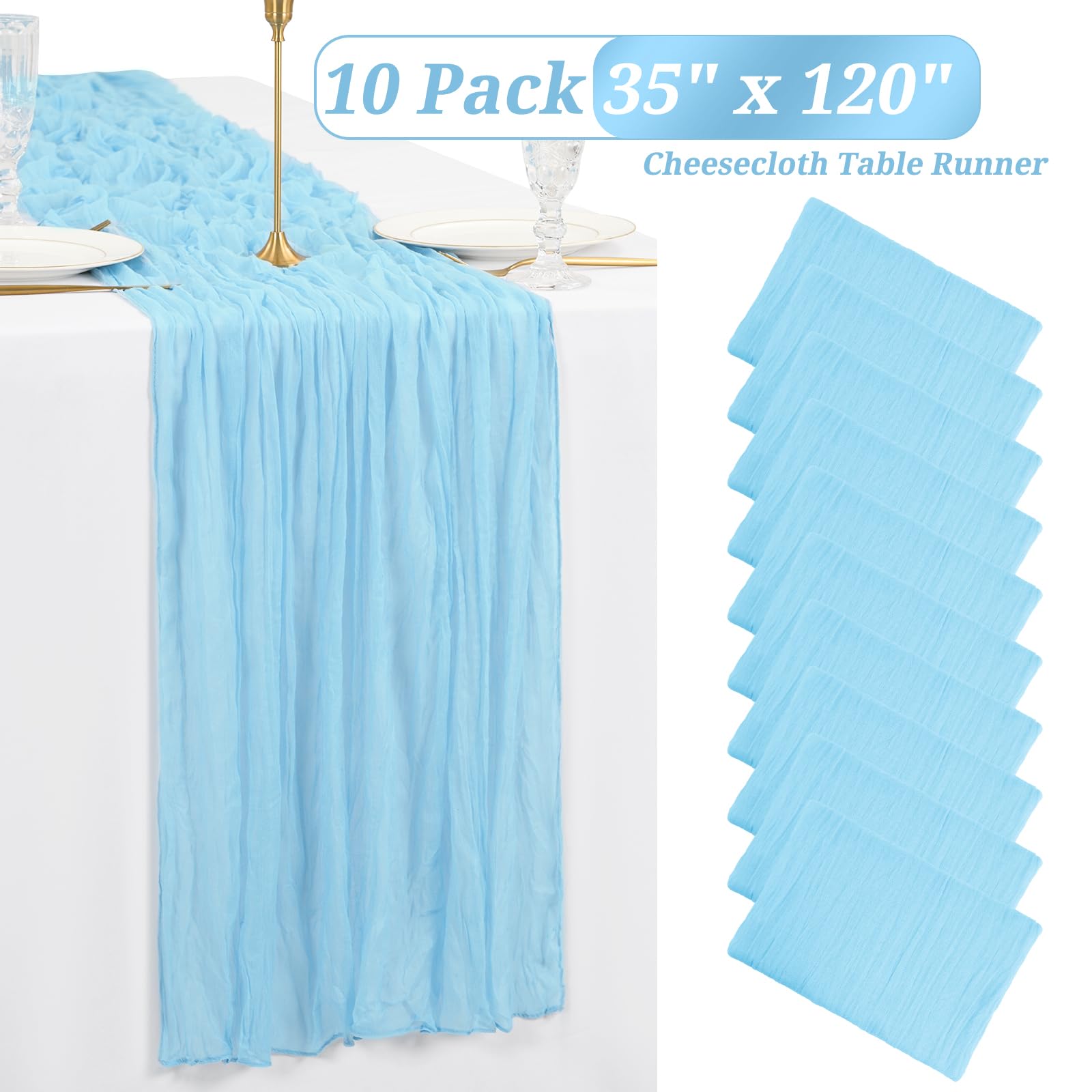 10 Pack Dusty Pink Cheesecloth Table Runner Gauze Table Runner 10Ft Long Semi-Sheer Table Runner Boho Or Rustic Wedding Table De