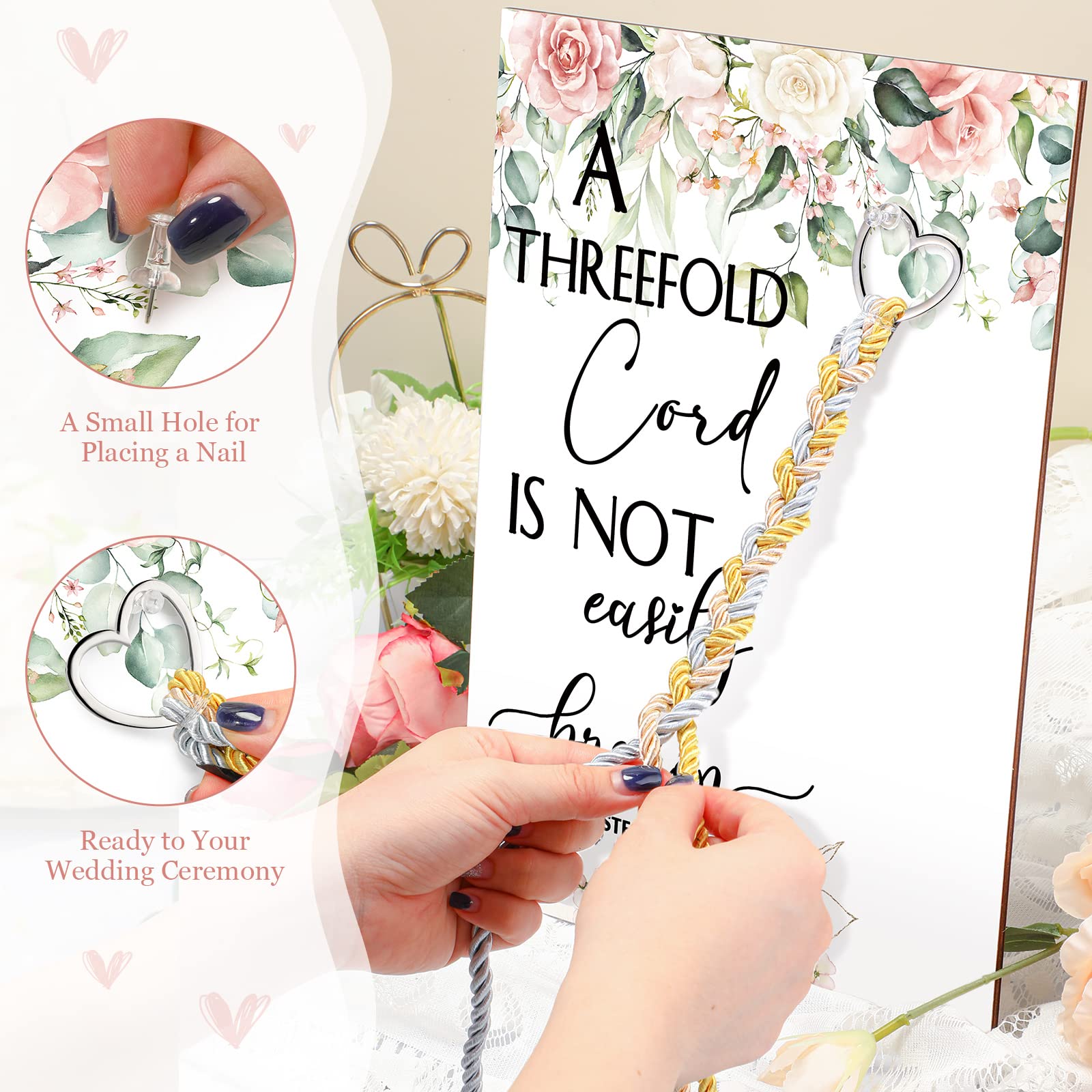 Yookeer a Cord of Three Strands a Threefold Cord Wedding Unity Sign Marriage Art Wood Framed Braid for Wedding Ceremony Ideas Co