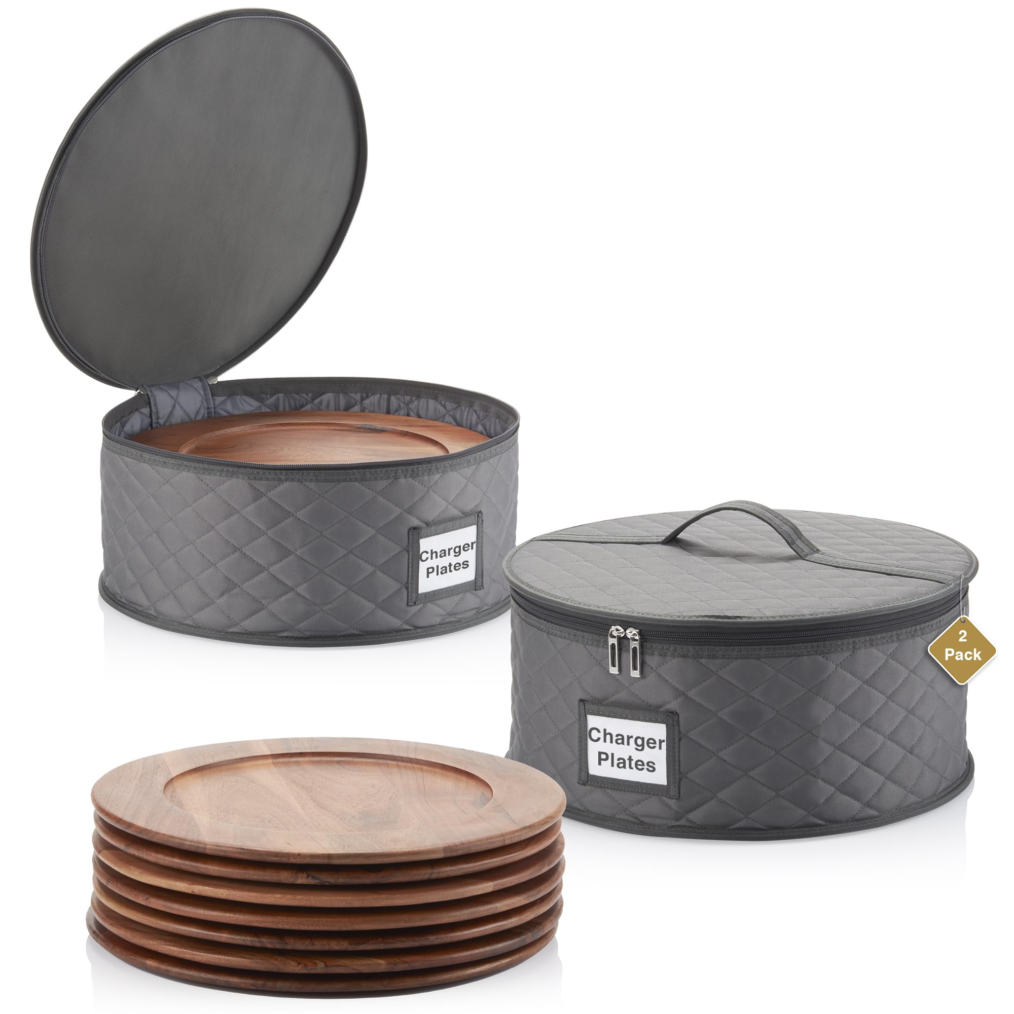 Stozu China Storage Container For Charger Plates - 15 W X 7 H - Includes 12 Felt Dividers. Stackable With Padded Interior - Grea