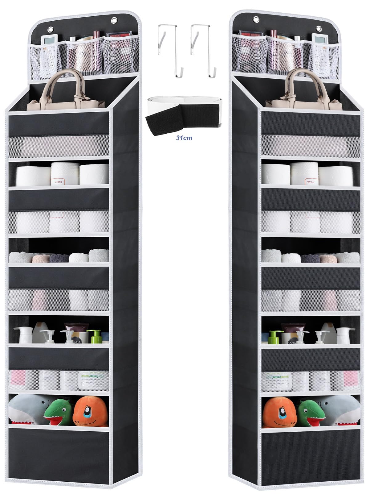 Wakaye 6-Shelf Over The Door Organizer - Hanging Storage With 8 Large Capacity Pockets For Pantry, Nursery, Bathroom, Bedroom, K