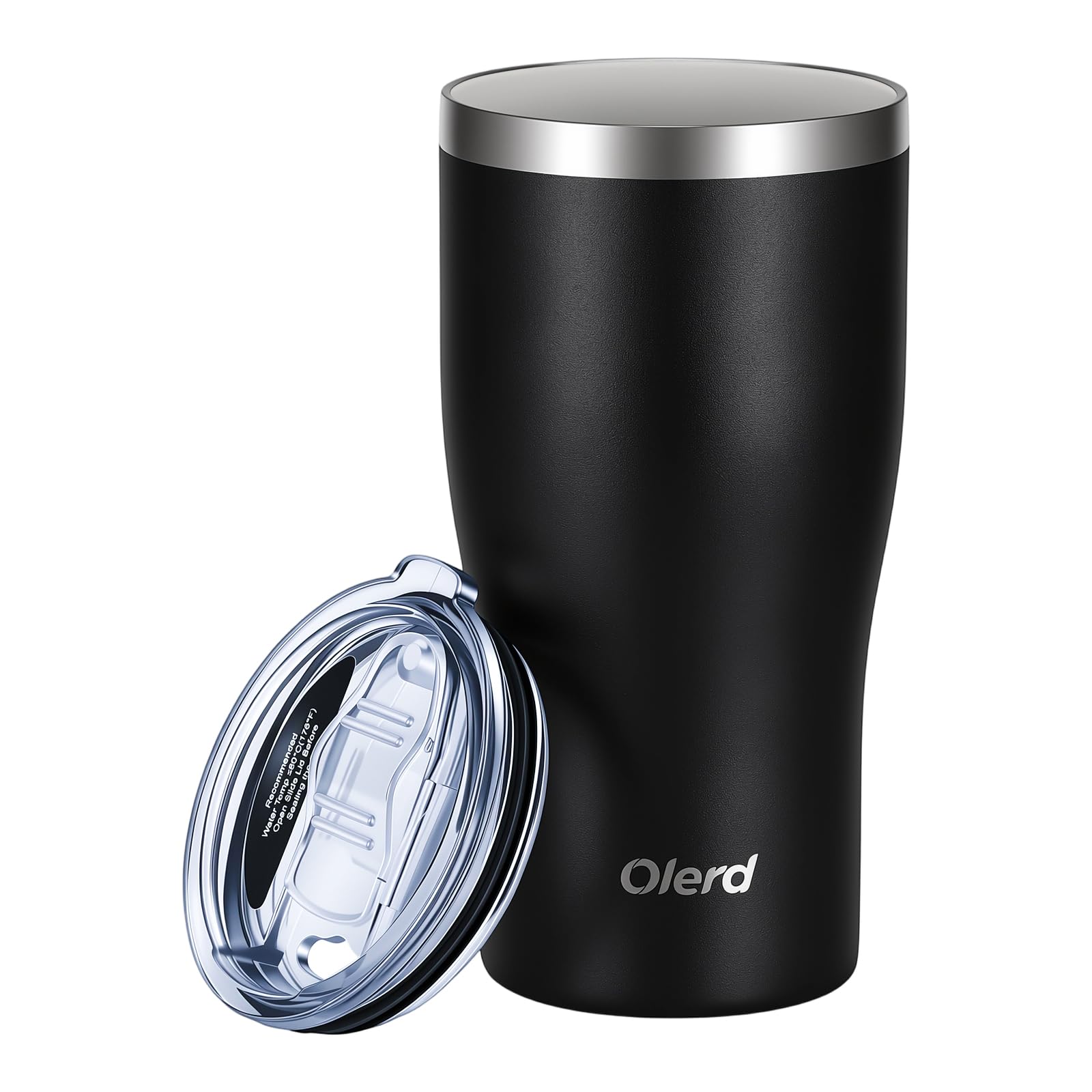 Olerd 17oz Ceramic Lined Water Bottle, Insulated Travel Mug, Commute, Black
