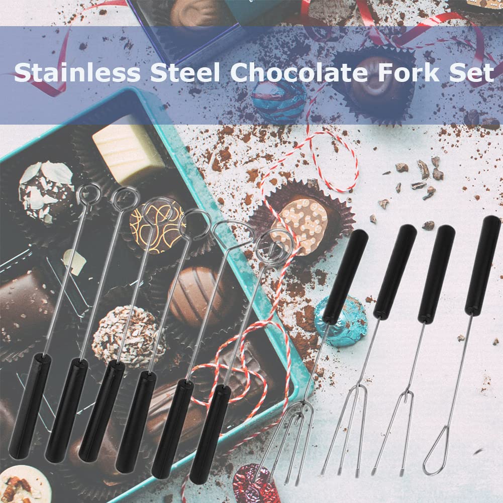 10Pcs Stainless Steel Chocolate Dipping Fork Set, Diy Baking Supplies, Dipping Forks For Chocolate, Pralines And Truffles, And R
