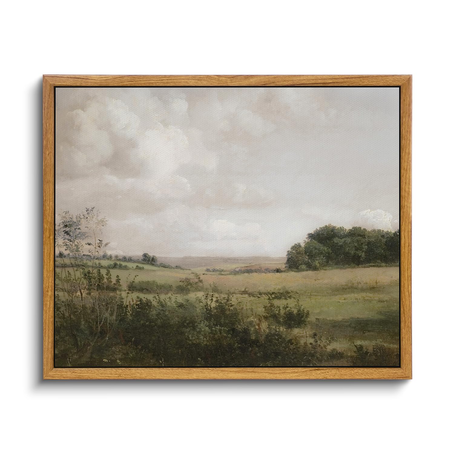 Viyyiea Framed Canvas Wall Art Room Decor, Vintage Landscape Wall Art Prints, Vast Grassland Rustic Farmhouse Wall Decor For Bed