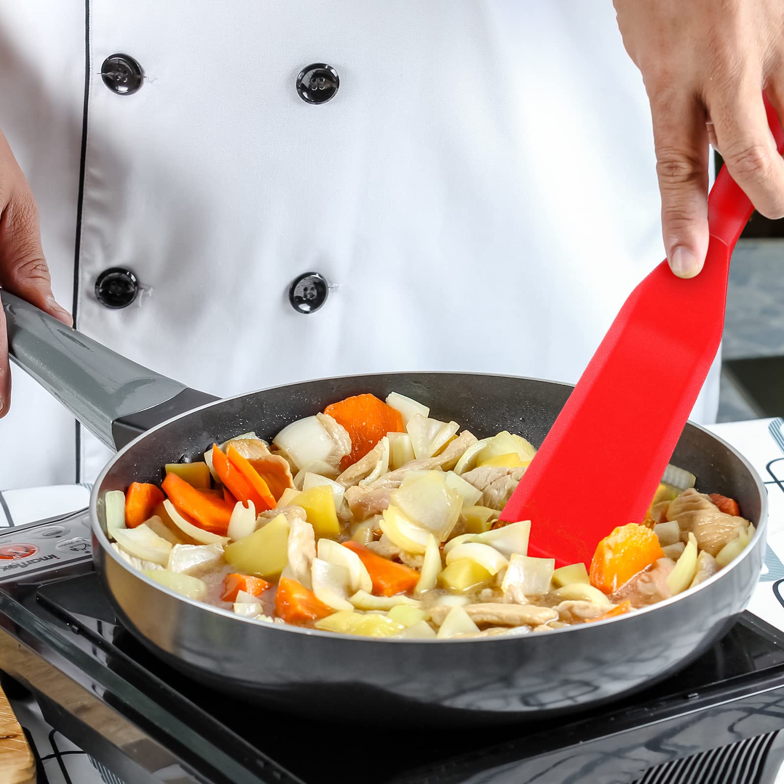 Zopeal 2 Pieces Silicone Narrow Skinny Spatula Crepe Flipper Long Spatula Heat Resistant Cooking Non Stick Pancake For Cooking E