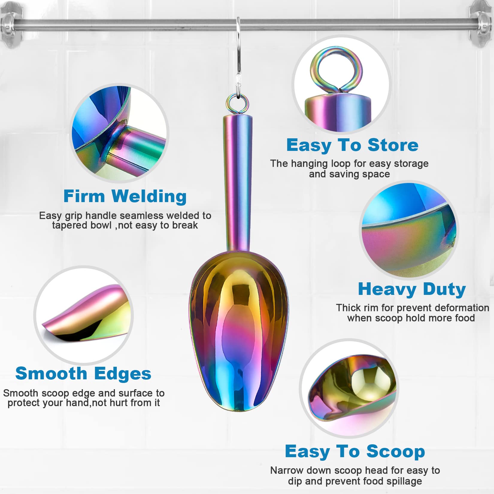 3Oz Mini Scoop Set Of 2, P&P Chef Stainless Steel Small Ice Cube Scoop Candy Sweet Scoops For Home Bar Buffet Wedding Canisters,