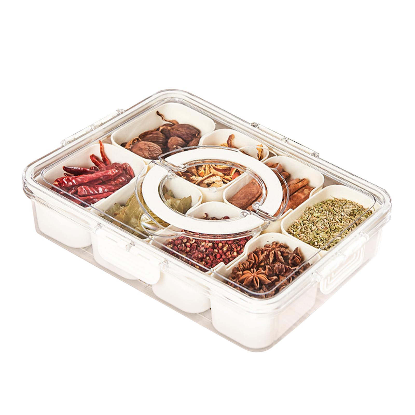 Divided Serving Tray With Lid And Handle, Snackle Box Charcuterie Platter, Clear Storage Organizer For Candy, Veggie, Fruits, Nu