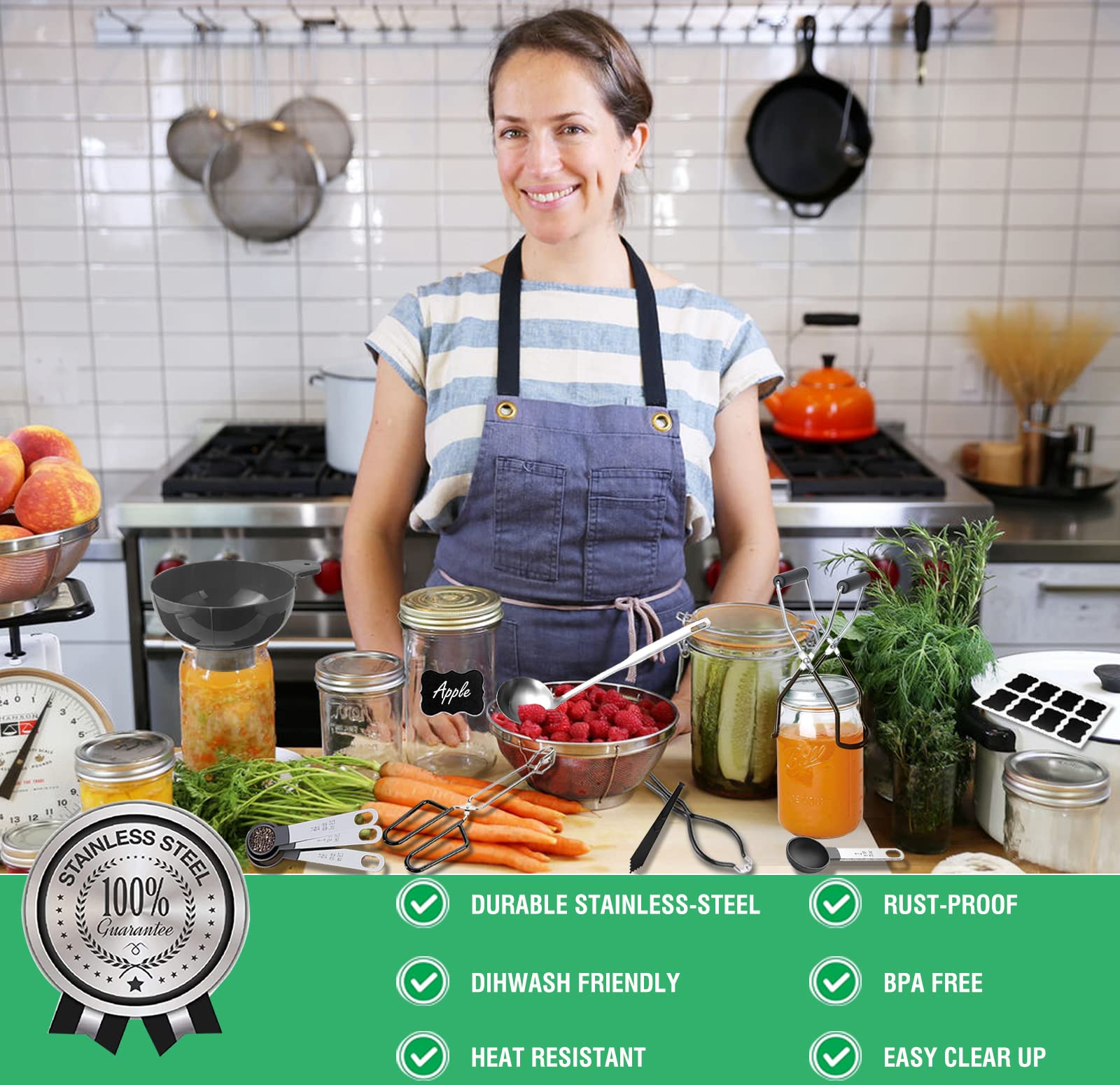 Canning Kit, Canning Supplies Starter Kit, Food Grade Stainless Steel Canning Set For Beginner,Canning Essential Tools For Water