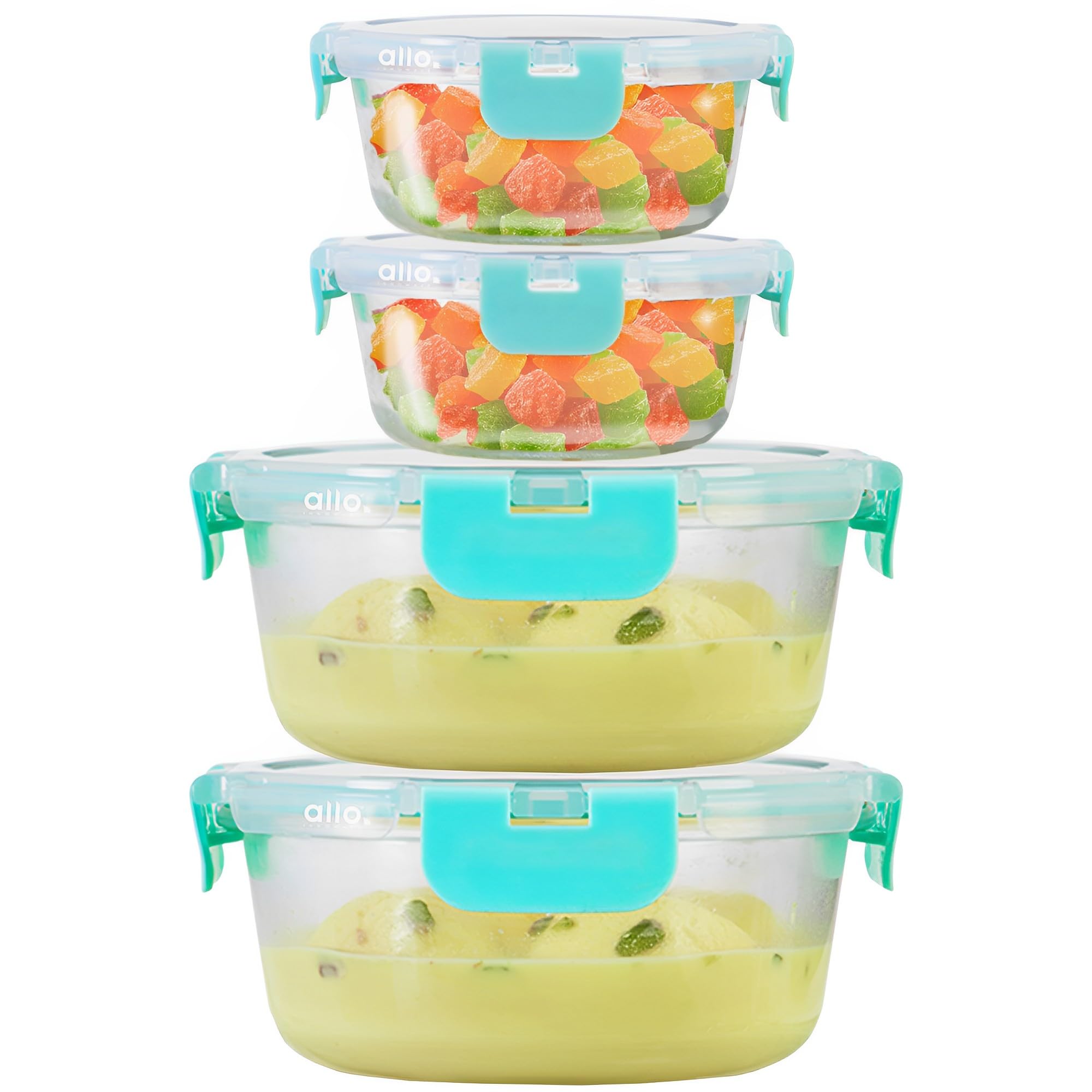 Allo Food Safe Glass Containers with Lids,Microwave Safe Containers, High Borosilicate Meal Prep Glass Food Storage Containers f