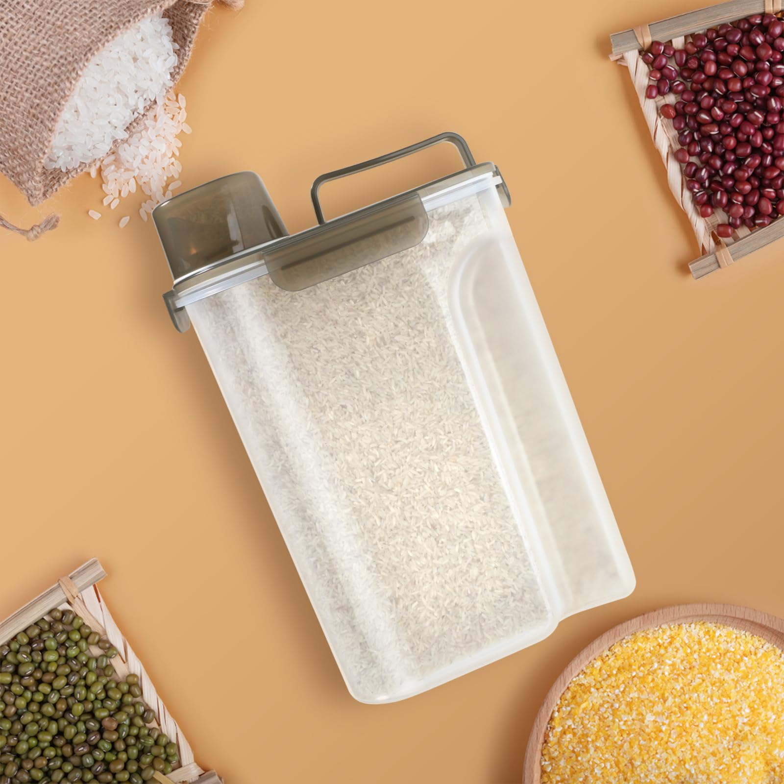 Tbmaxs Rice Storage Container 10 Lbs, Airtight Food Dispenser With Large Spout And Cup For Rice, Cereal, Flour, Oatmeal, Pet Dog