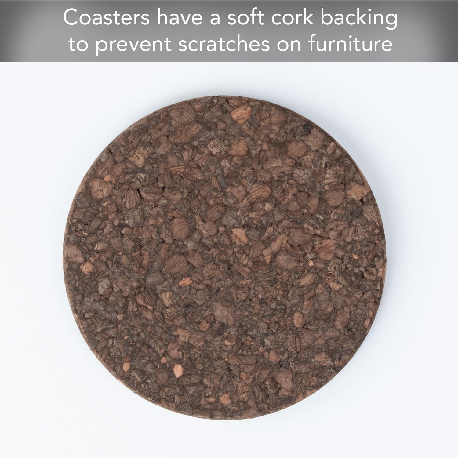 Thirstystone Set of 6 Thick Dark Cork Coasters in Attractive Black Coaster Holder 4.7'' Round Durable Absorbent Easily Wipes Clean