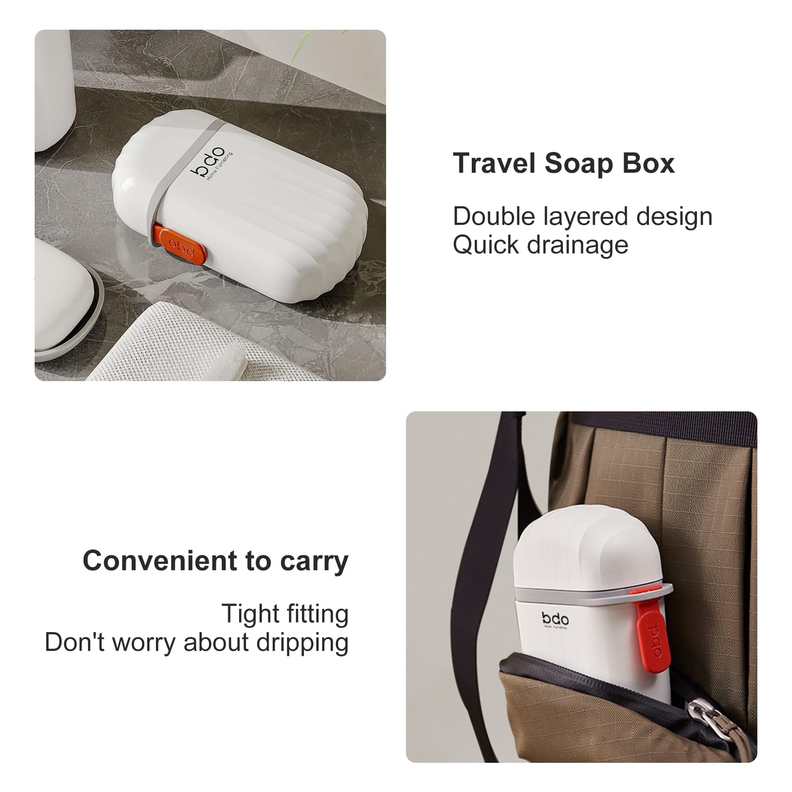 Hooshion Soap Holder, 2-Pack Travel Soap Container With Lid, Portable Leak-Proof Soap Box For Bathroom Camping Travel Gym