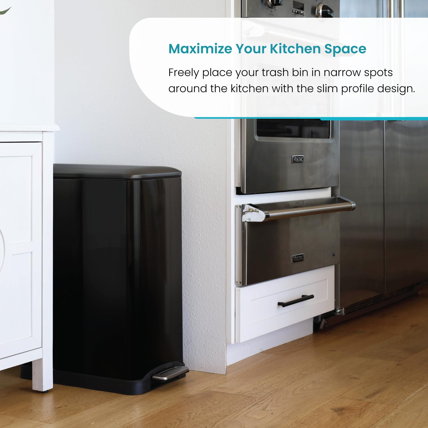 Home Zone Living 13 Gallon Kitchen Trash Can, Dual Removable Liners For Recycling And Trash, 50 Liter Slim Stainless Steel Shape