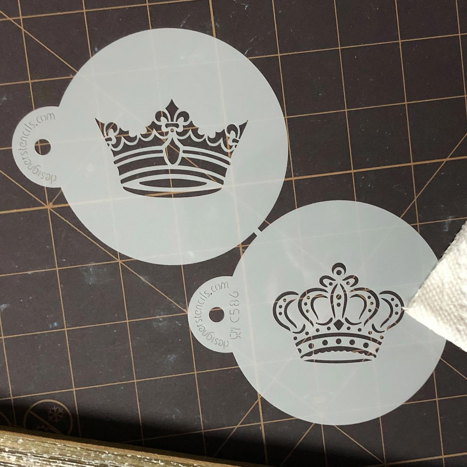 Designer Stencils Royal Crowns Cookie Stencil Set, Beige/Semi-Transparent
