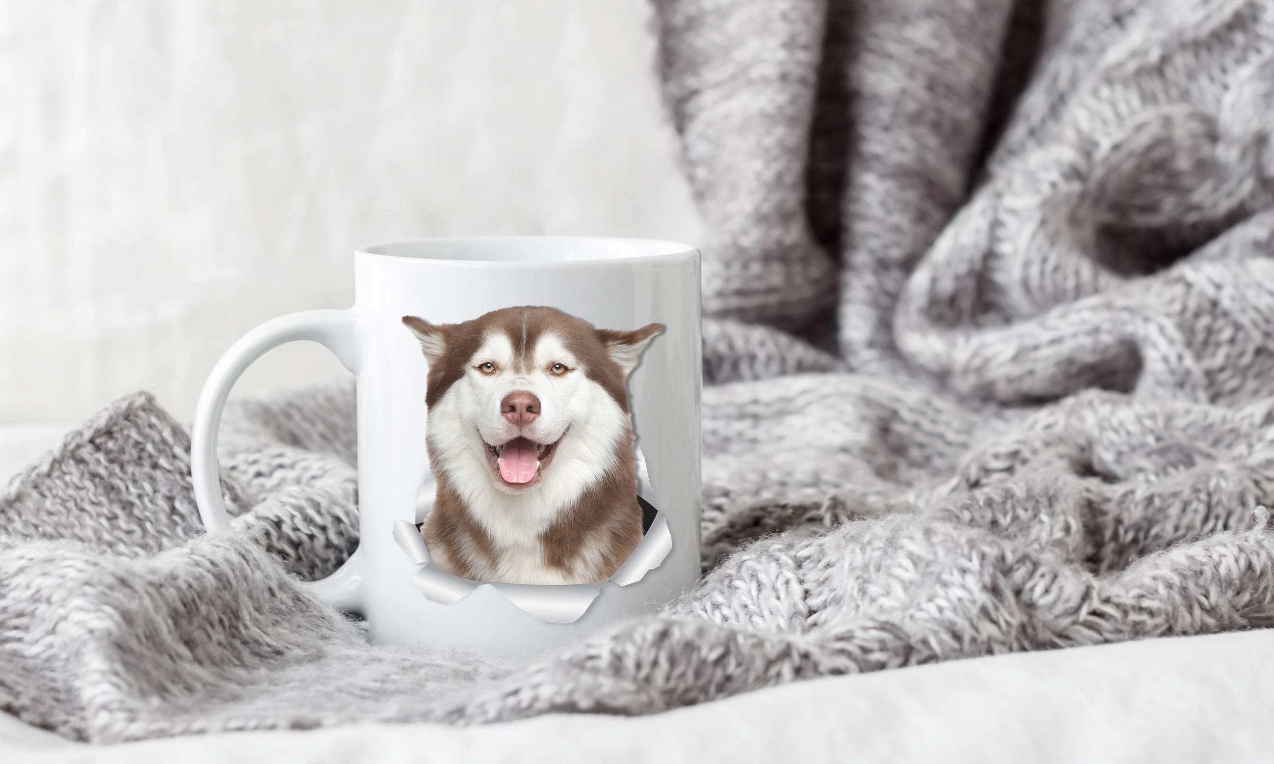 Happy Siberian Husky Coffee Mug - Ceramic Husky Mug - Perfect Dog Lover Gift - Cute Novelty Coffee Mug Present - Great Birthday
