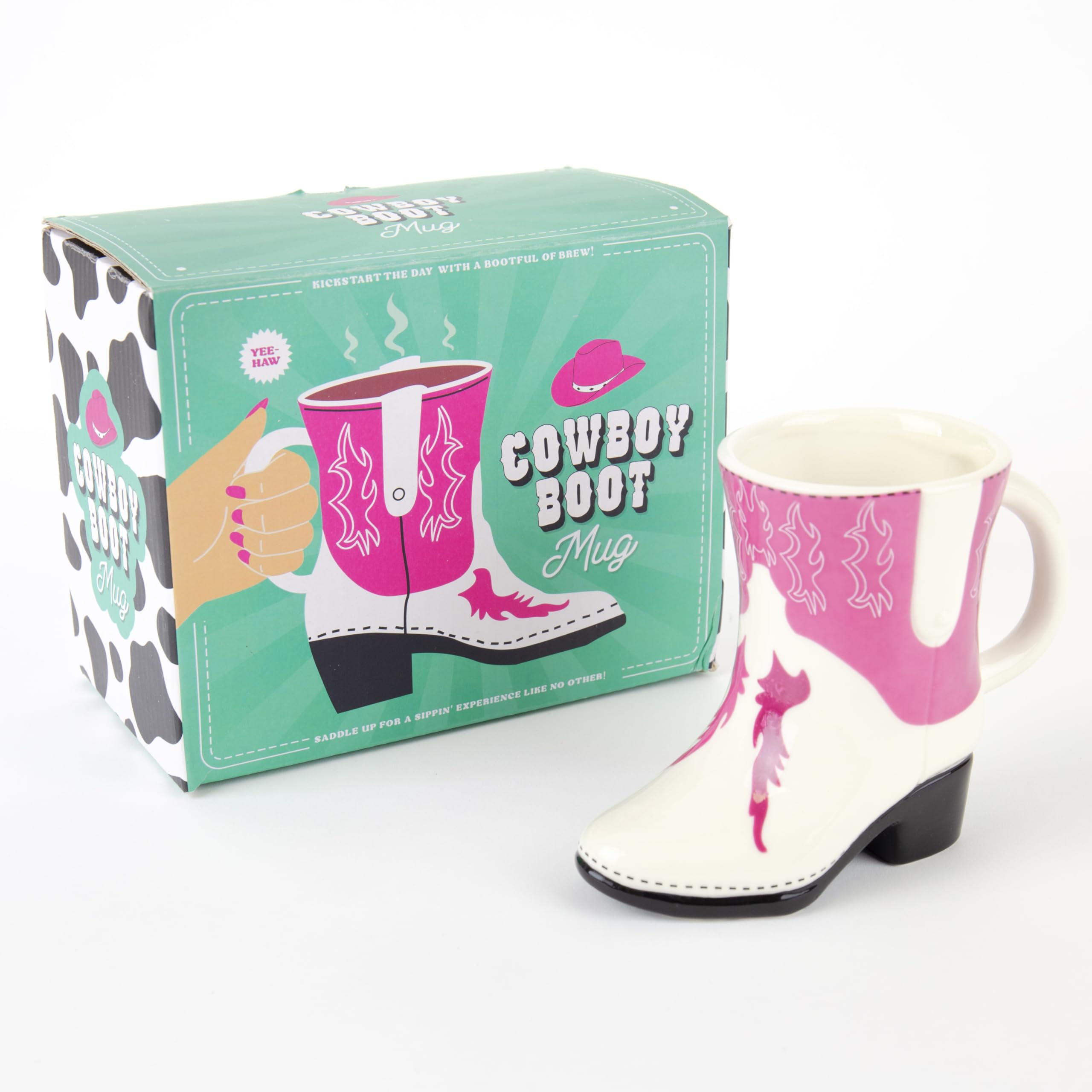 Gift Republic Cowboy Boot Mug Pink and White Novelty Coffee Cup Fun Gift Idea 300ml Ceramic Tea / Coffee / Hot Chocolate Mug Gif