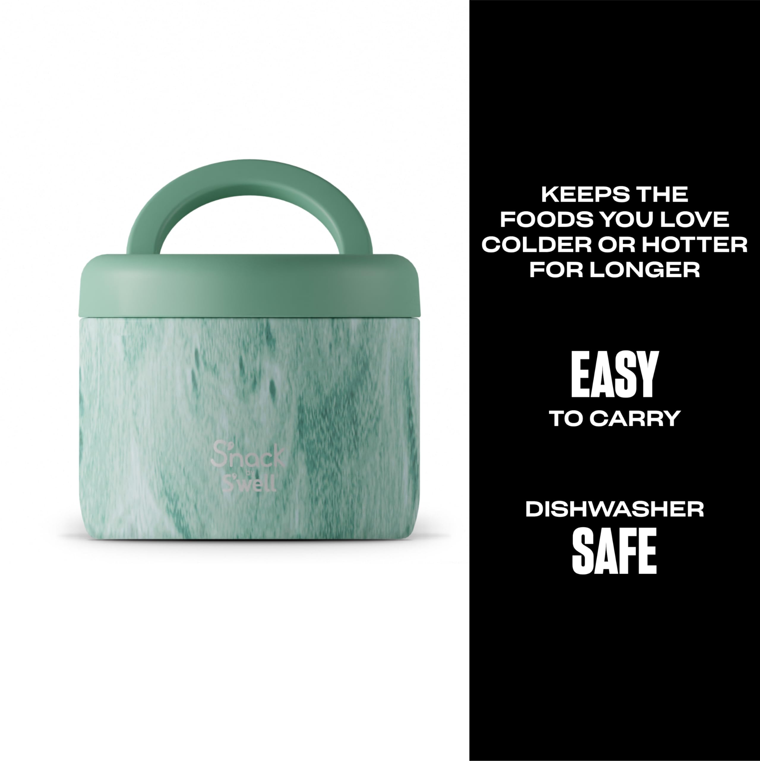 S'Well S'Nack Stainless Steel Food Container - 24 Oz - Peppermint Tree - Double-Layered Insulated Bowls Keep Food Cold For 12 Ho