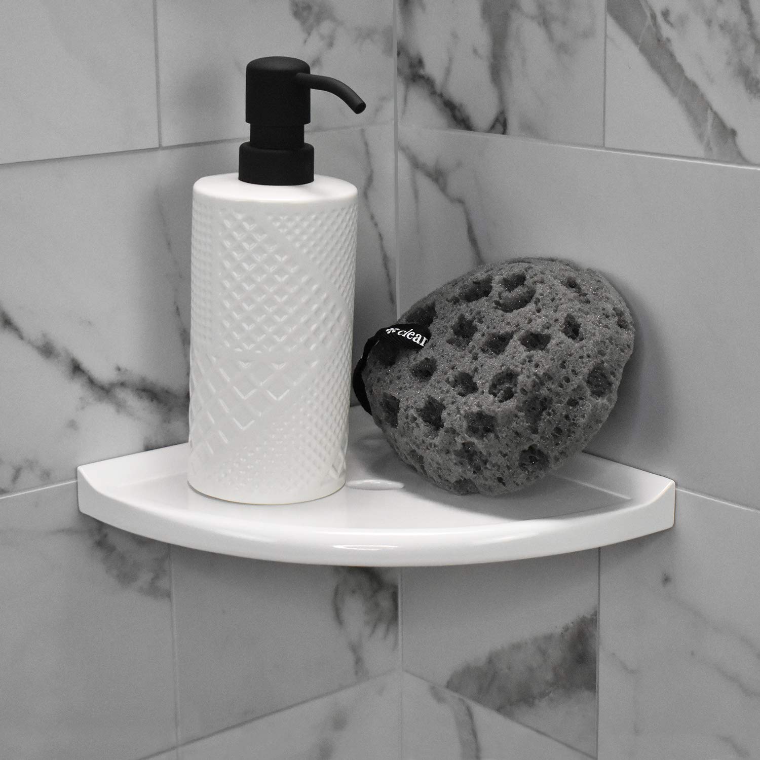 Questech Decor Corner Shower Shelf, Shower Shelf For Inside Shower Tiled Walls, Bathroom Shower Corner Storage, 8 Inch Corner Sh