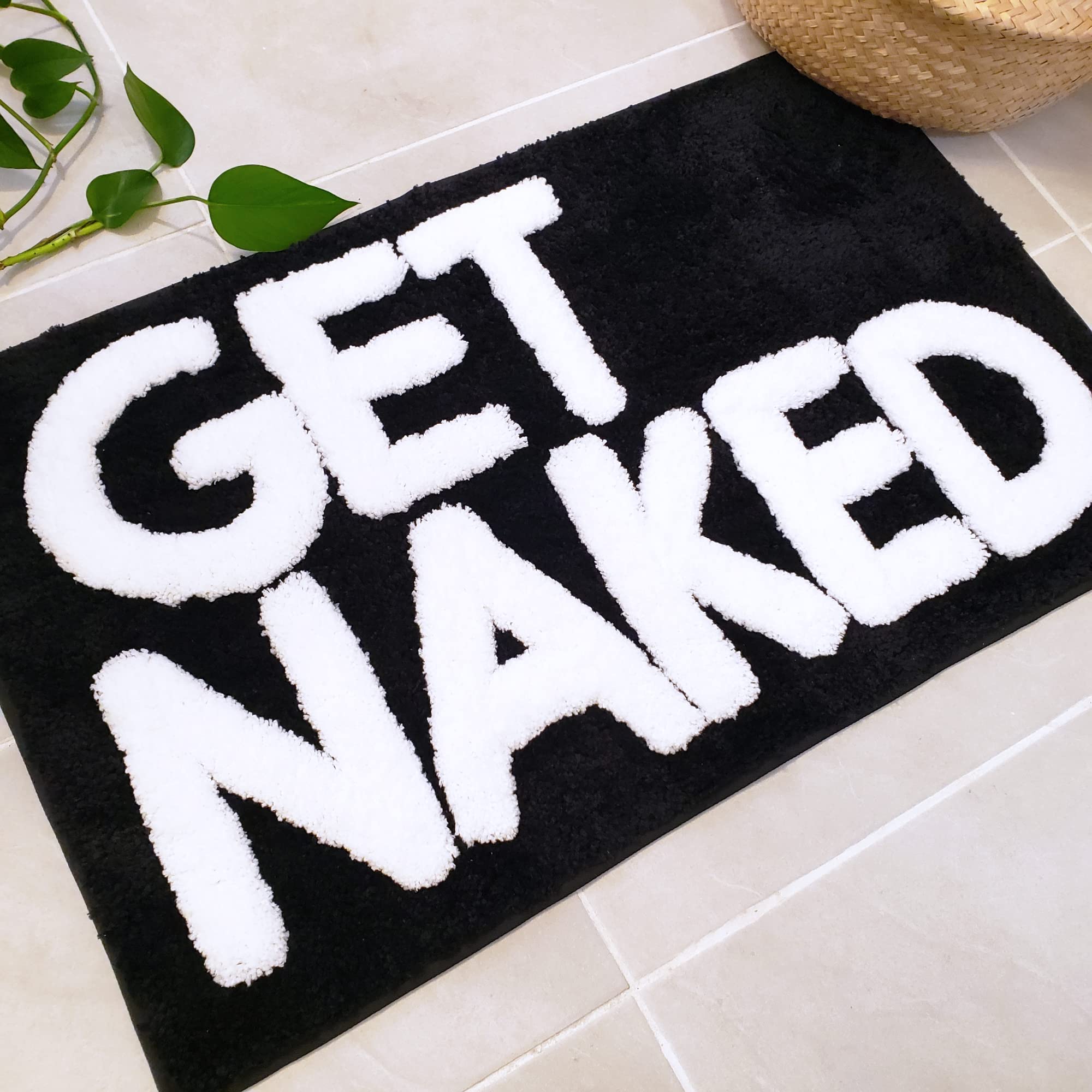 New Mungo Get Naked Bath Mat Black - Apartment Decor, Cute Bathroom Rugs, Cute Bath Mat, Apartment Essentials, Funny Bath Mat, F