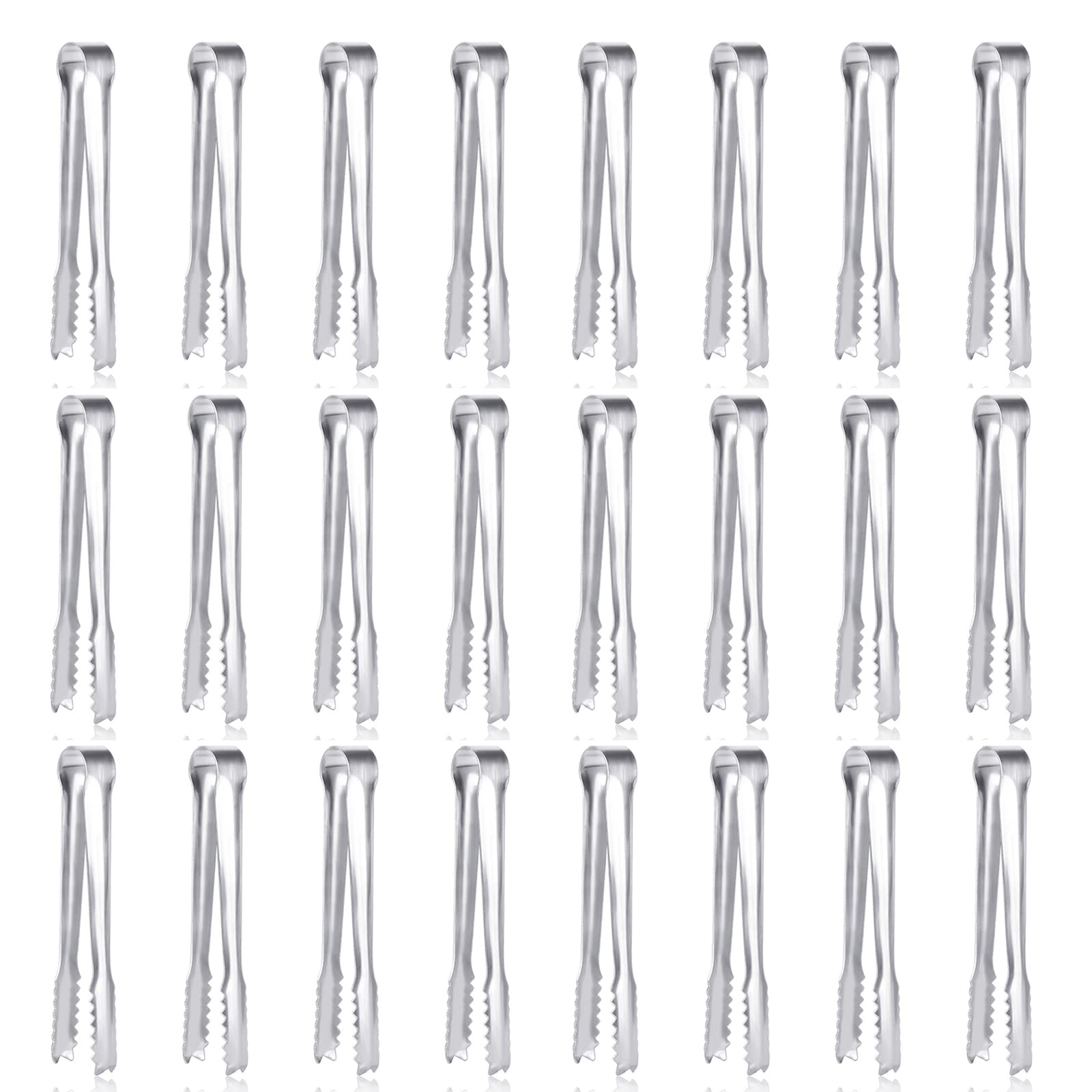 24 Pack Premium Small Serving Tongs,Dmoera Mini Stainless Steel Appetizer Tongs, 5 Inch(12.7Cm)