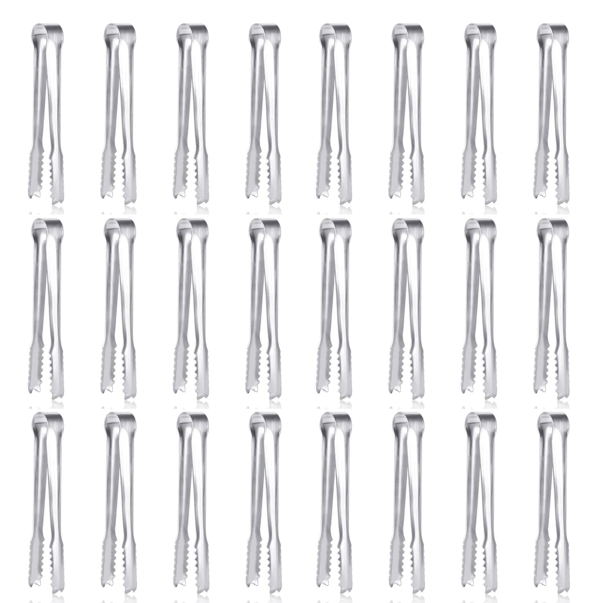 24 Pack Premium Small Serving Tongs,Dmoera Mini Stainless Steel Appetizer Tongs, 5 Inch(12.7Cm)